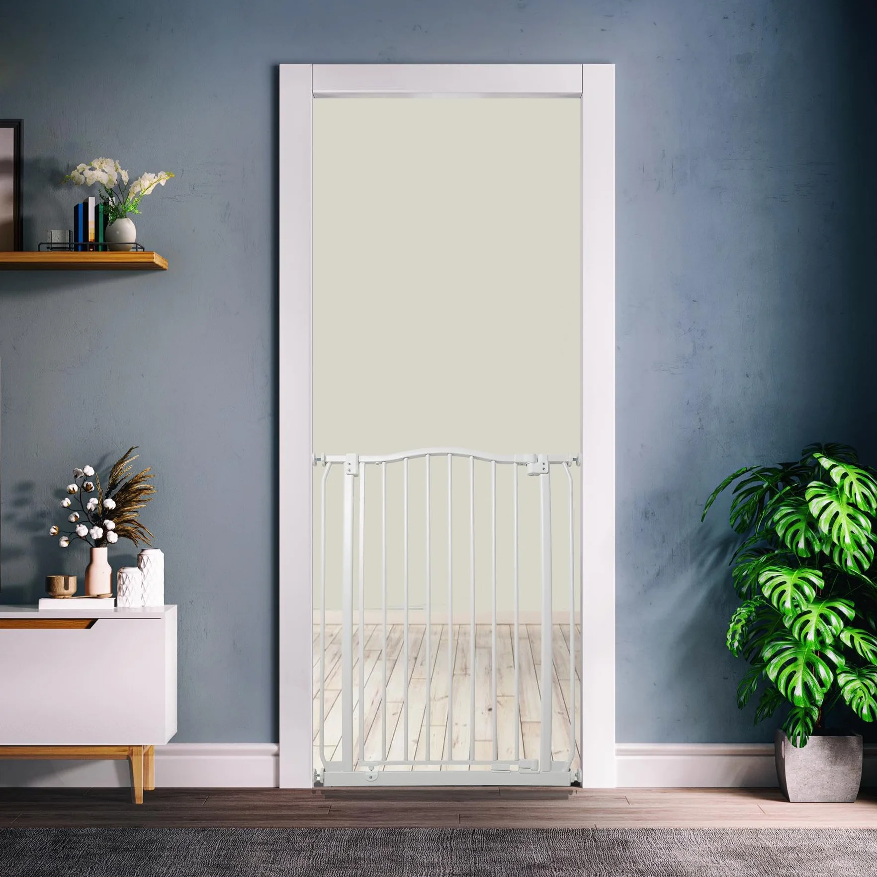 Bettacare Extra Tall Curved Top Bramka dla Psa 80-89cm Matowy Biały 100cm Naciskowa