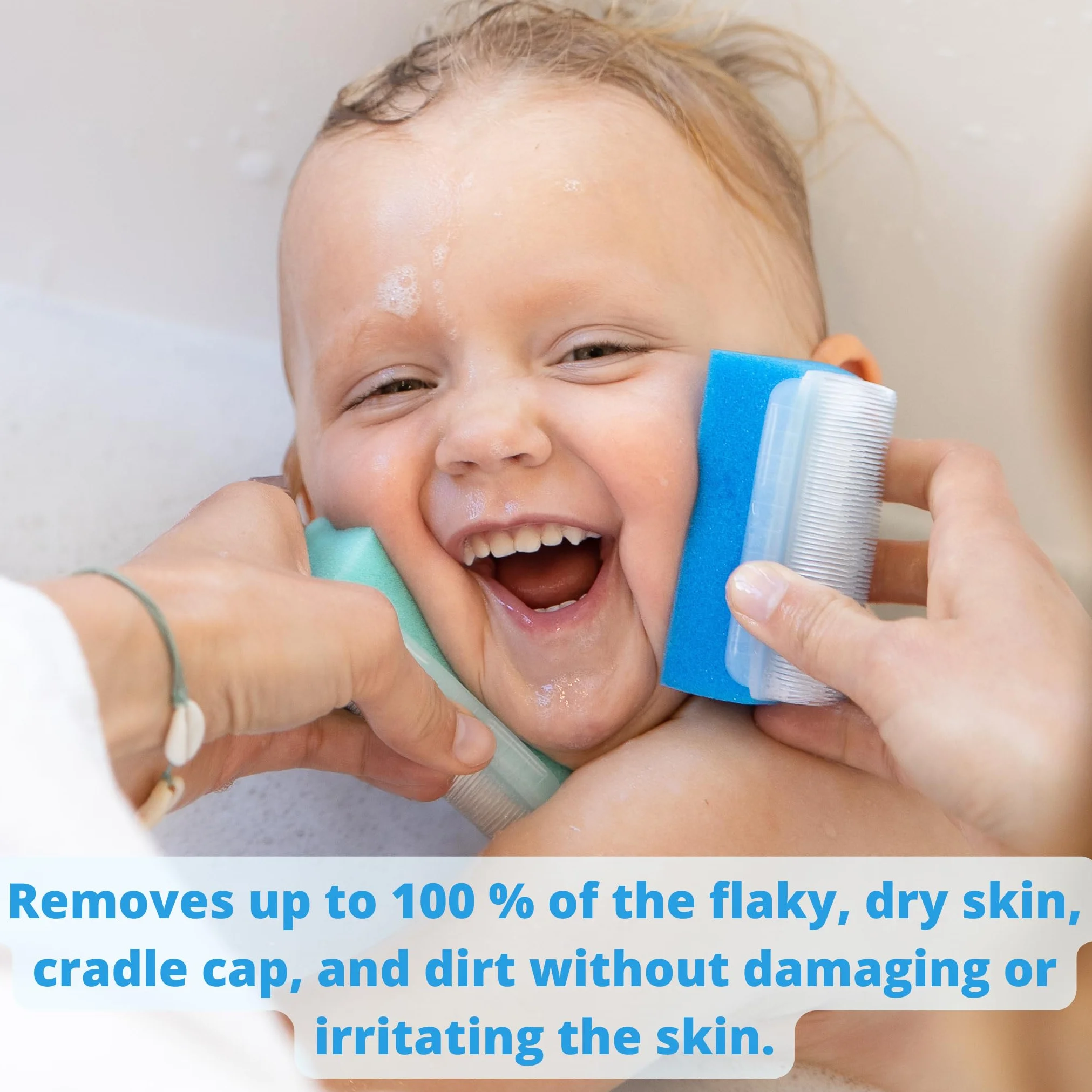 Baby Sponge for Bathing | Extra Soft Cradle Cap Brush | Silicone Massage Combs (5-pack)