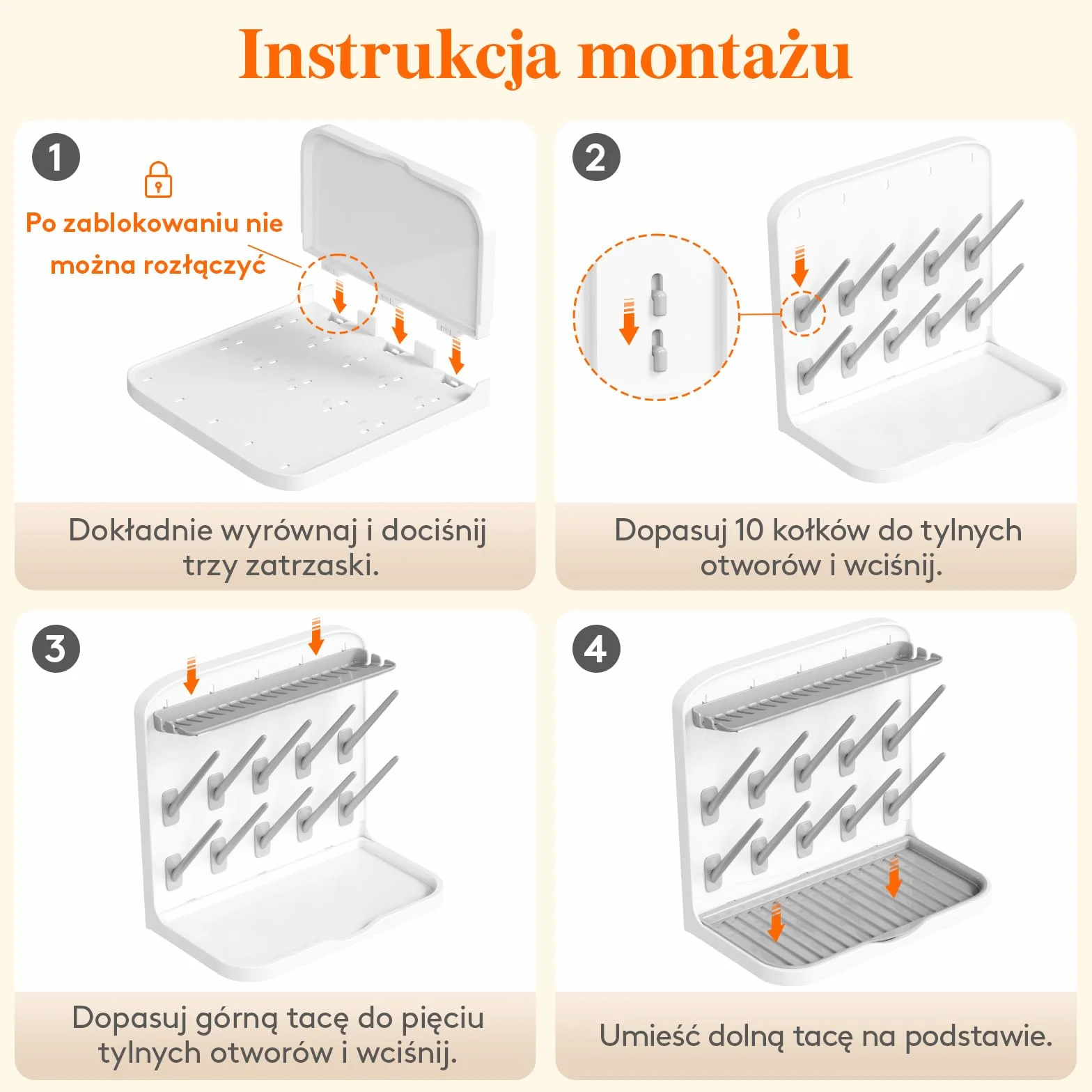 Lifewit Pionowy Stojak do Suszenia Butelek z 10 Haczykami i Tacką Ociekową, Oszczędzający Miejsce do Suszenia Kubków, Części Pompki i Akcesoriów dla Niemowląt