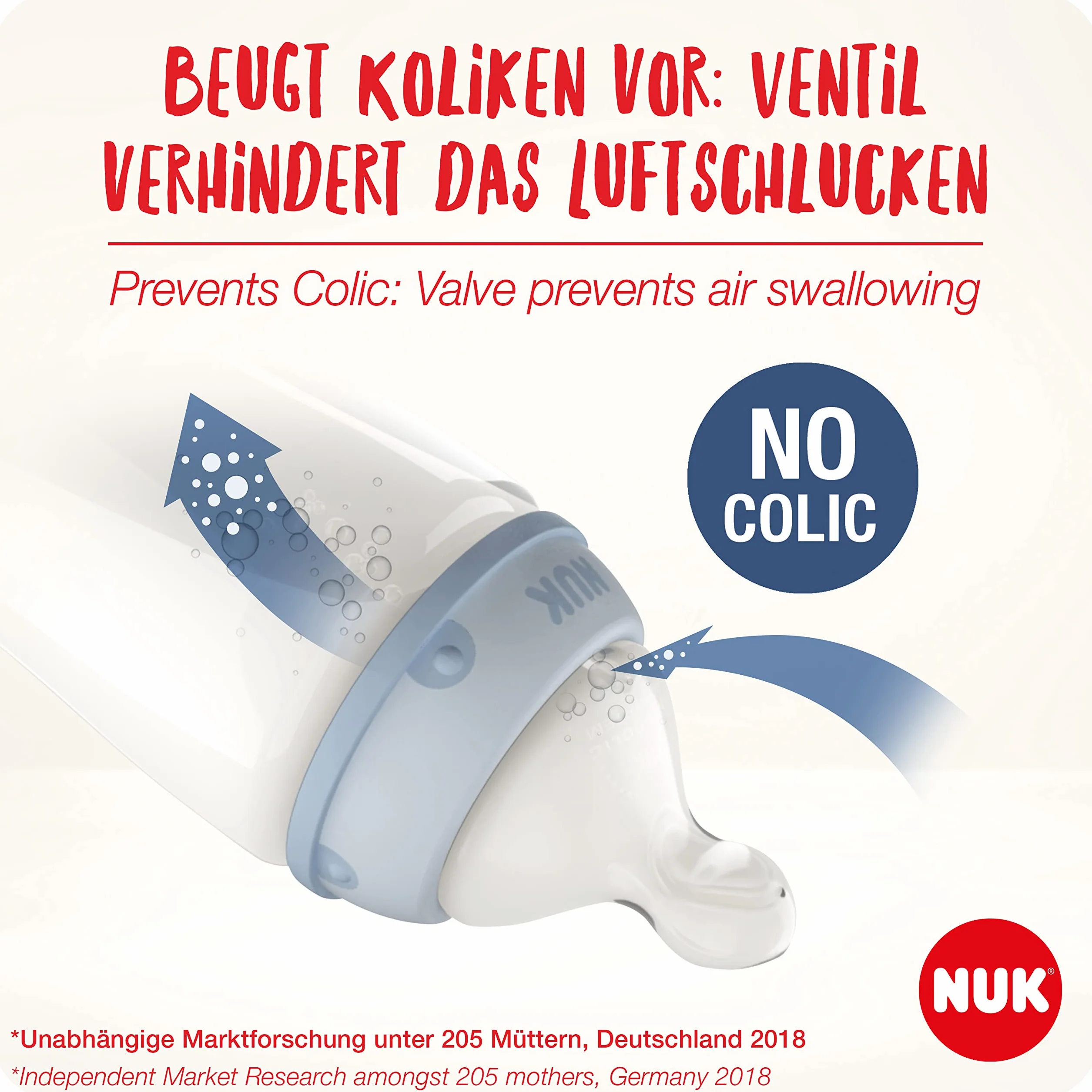 NUK First Choice + Butelka dla niemowląt | 0–6 miesięcy | Wskaźnik kontroli temperatury | Otwór antykolkowy Anti Colic | 300 ml | Produkt nie zawiera BPA | Smoczek silikonowy | żyrafa | 3 elem
