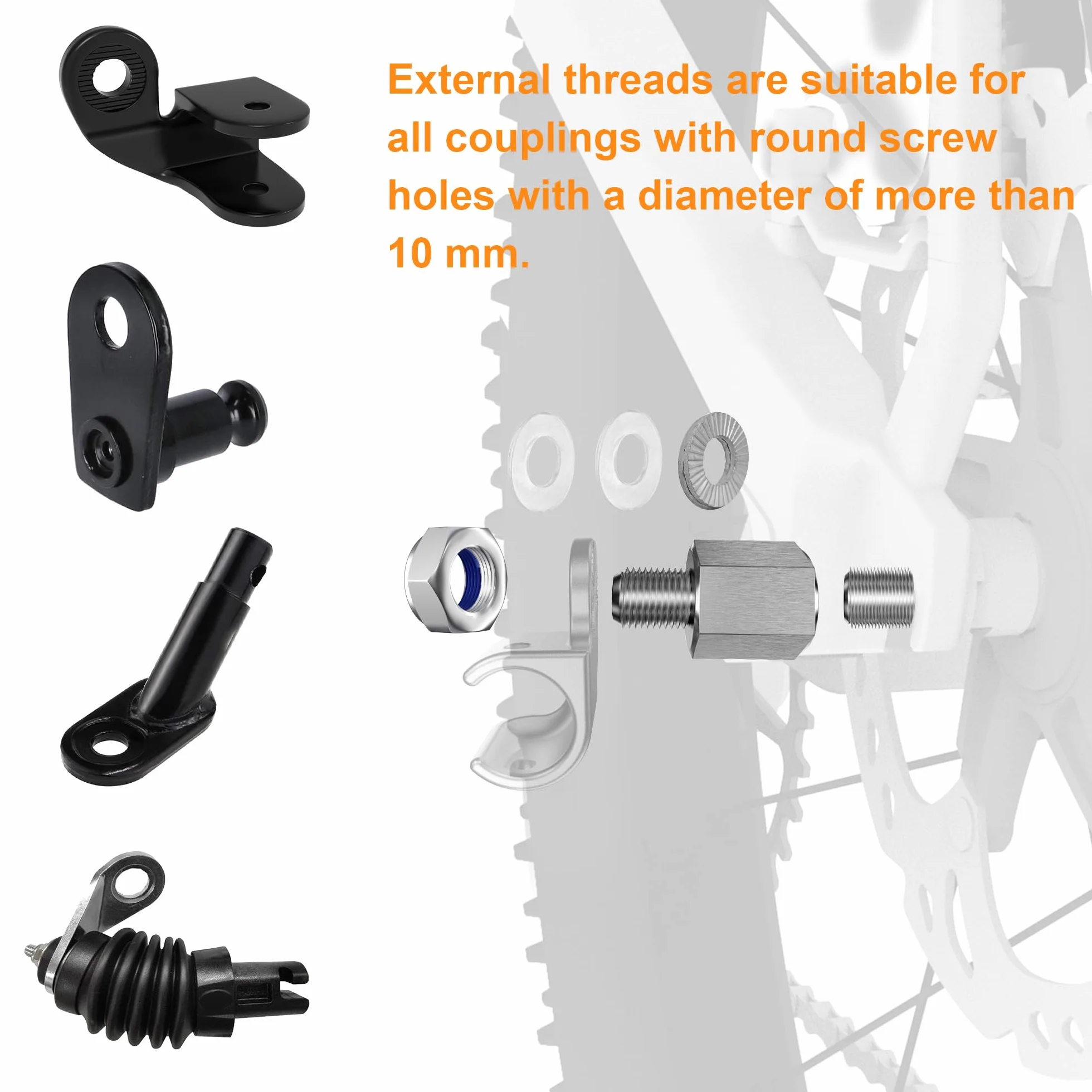 Adapter osi rowerowej do M10 x 1,0 pełnej osi, 3/8" x 26 osi pełnej, szybkomocująca M5, uniwersalny adapter sprzęgła do przyczepy rowerowej