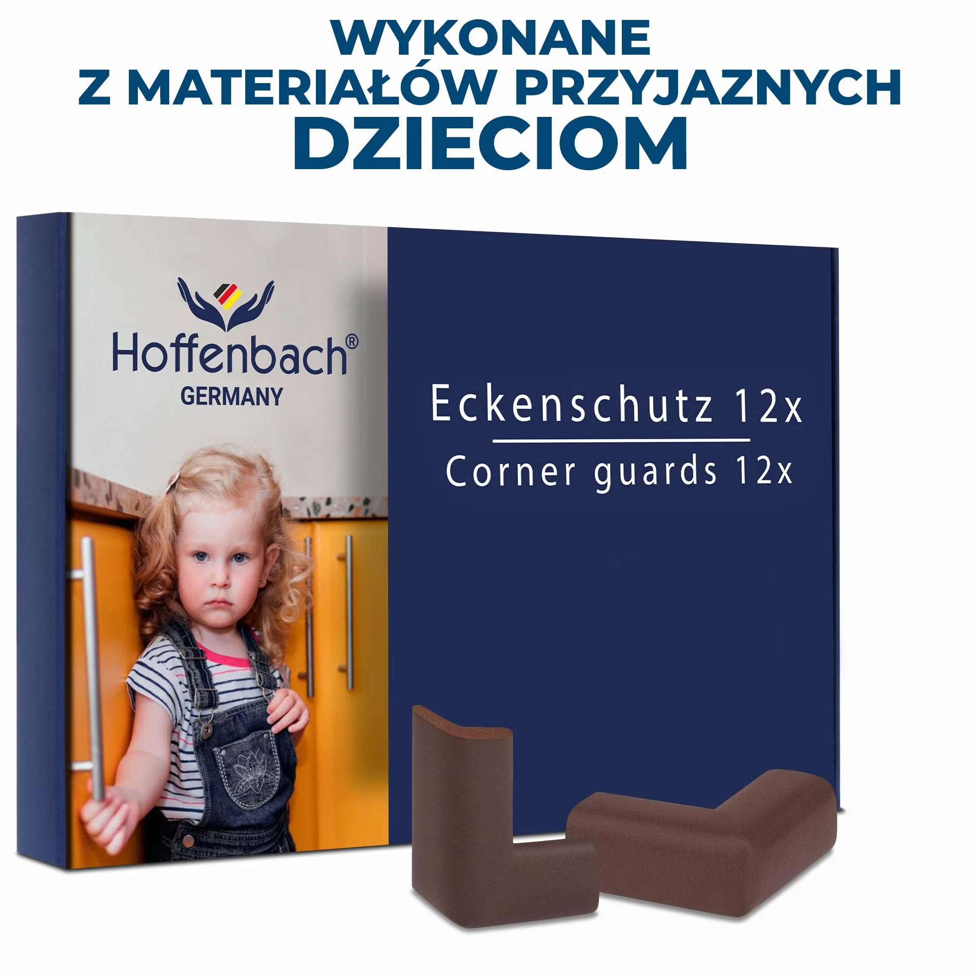 Hoffenbach Ochrona Narożników dla Dzieci – Samoprzylepna Ochrona Krawędzi Stołu i Mebli, Miękkie Narożniki Bezpieczeństwa, Brązowy