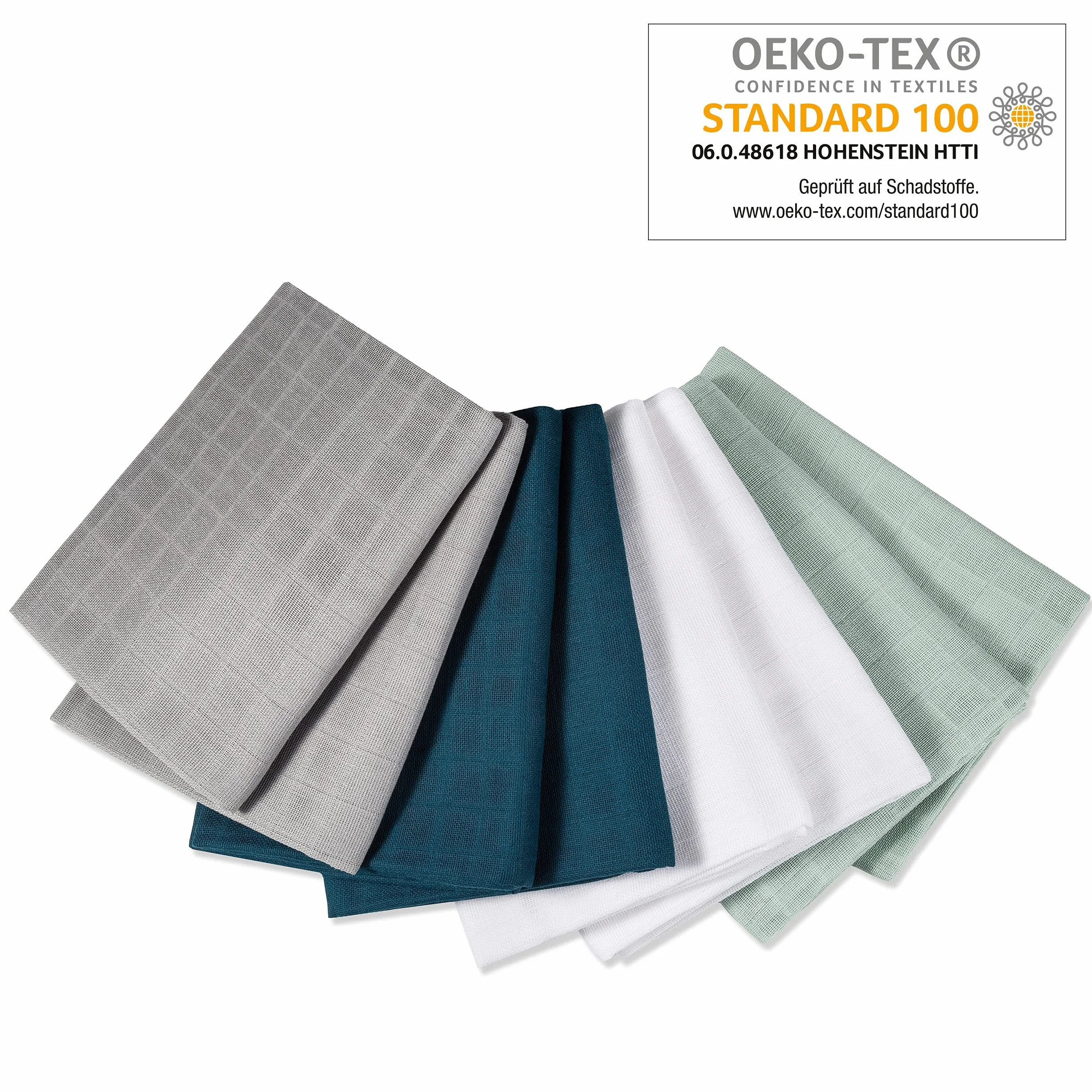 Makian Pieluchy muślinowe dla niemowląt, zestaw 8 sztuk, 80 x 80 cm, podwójnie tkane, miękkie, w 100% z bawełny, sprawdzone pod kątem Oeko-Tex Standard 100, można prać w pralce