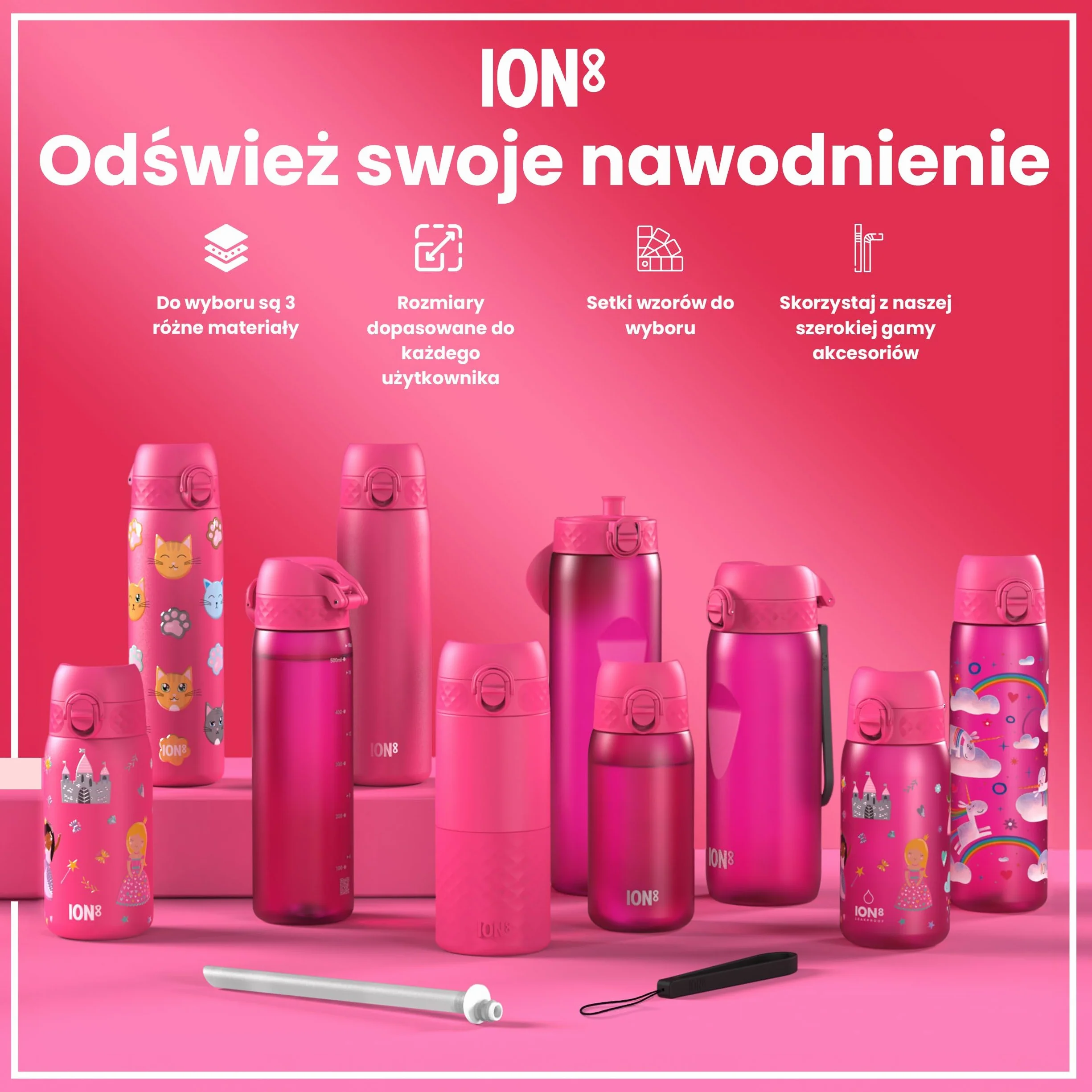 ION8 Butelka dla Dzieci 350 ml Szczelna Bez BPA Łatwa do Otwarcia