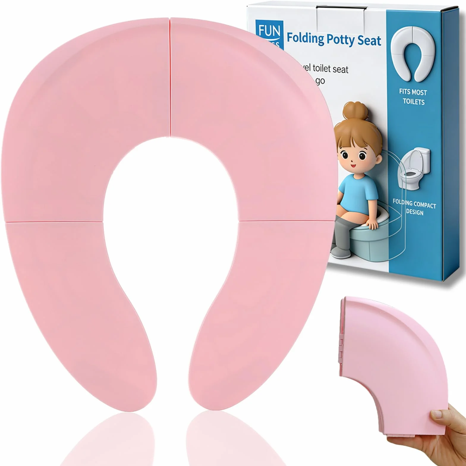 Funbliss Składane podróżne siedzisko treningowe do WC dla dzieci z antypoślizgowymi przyssawkami