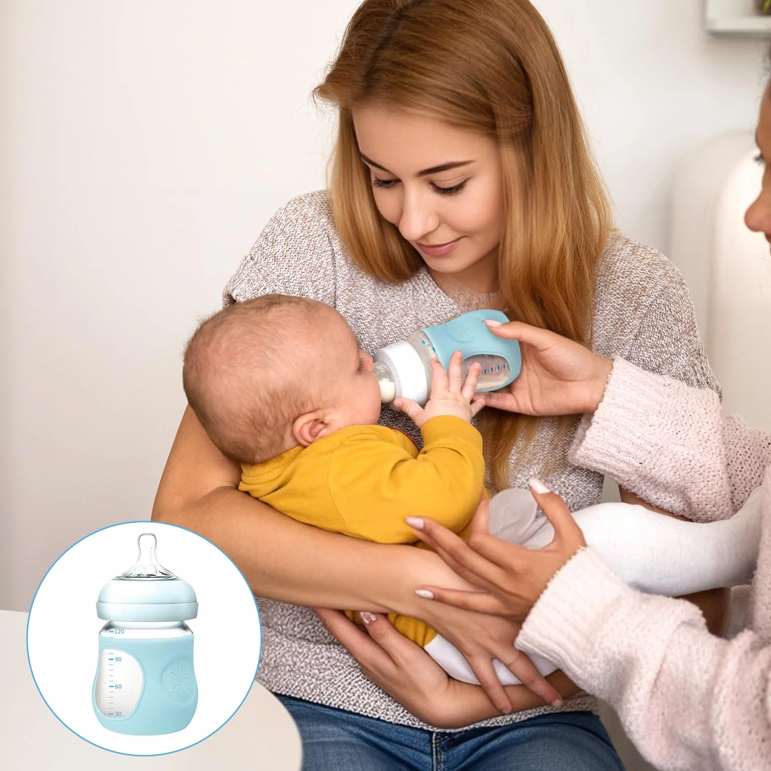 Zestaw 3 silikonowych koszulek na butelki Avent, 120 ml, odporne na pęknięcia etui ochronne Avent, silikonowe pokrywki, kompatybilne z butelkami dla niemowląt