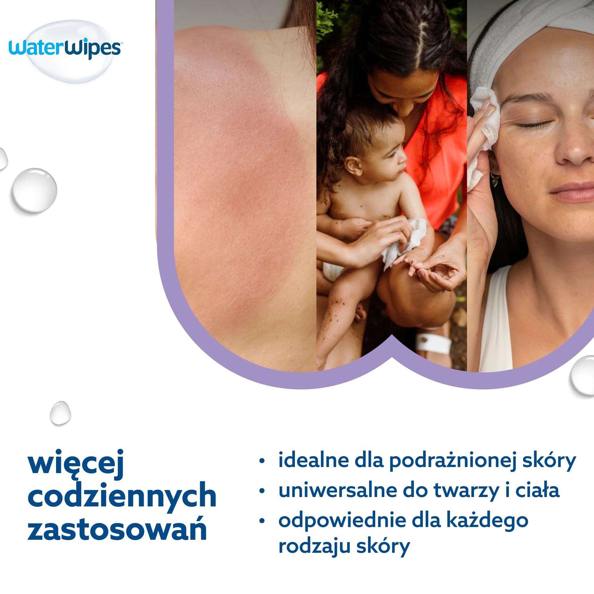 WaterWipes Sensitive+ Soothing Clean Wipes, Chusteczki nawilżane łagodzące, 720 sztuk (opakowanie 12), 3 w 1: Delikatnie oczyszczają, pielęgnują, koją, 99% wody z ekstraktem roślinnym