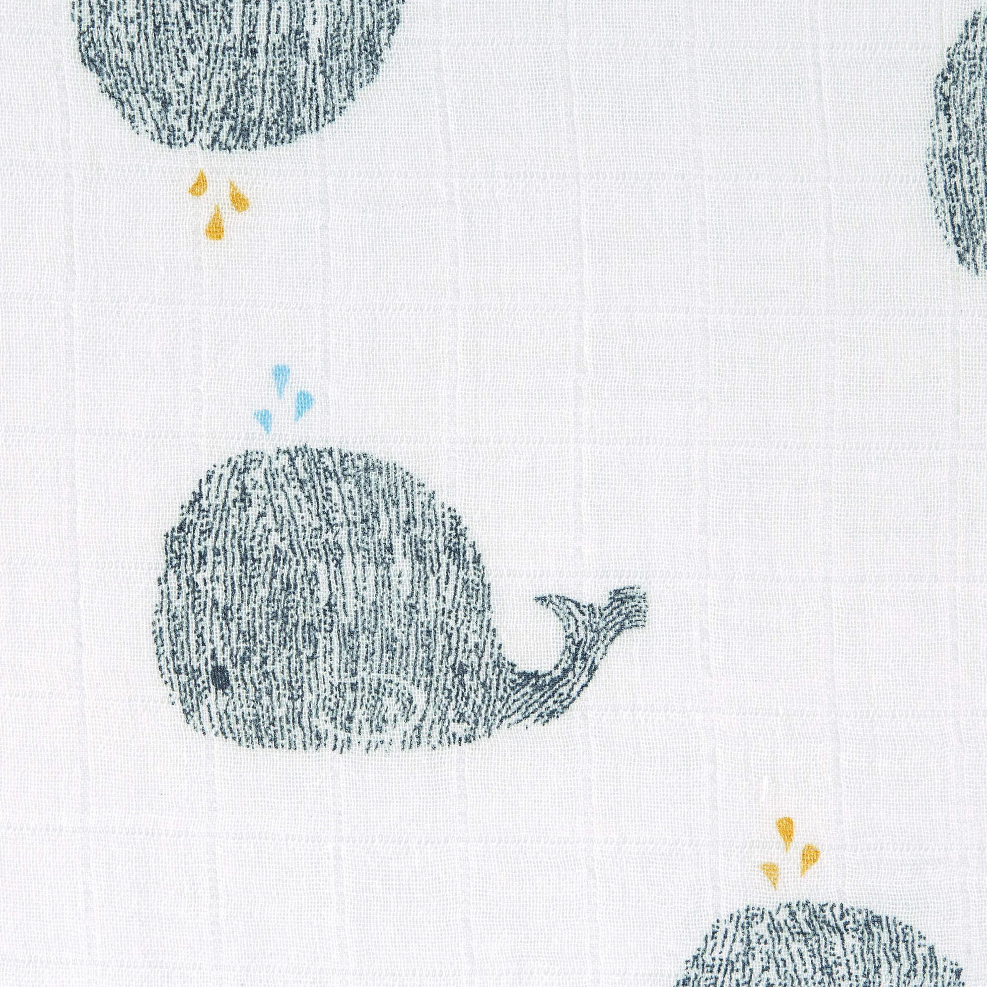 LÄSSIG Kocyk dla niemowląt, śliniak, chusta muślina, zestaw 3 sztuk, bawełna, 80 x 80 cm, Swaddle & Burp Blanket L, Little Water Whale