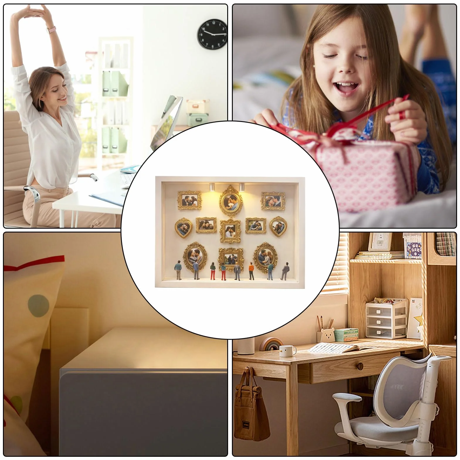 Mini muzeum ramka na zdjęcia – ręcznie wykonana dekoracja stołu – ramka na zdjęcia w kształcie sylwetki, do domu, biura, salonu, sypialni, gabinetu, pokoju dziecięcego, toaletki, biurka