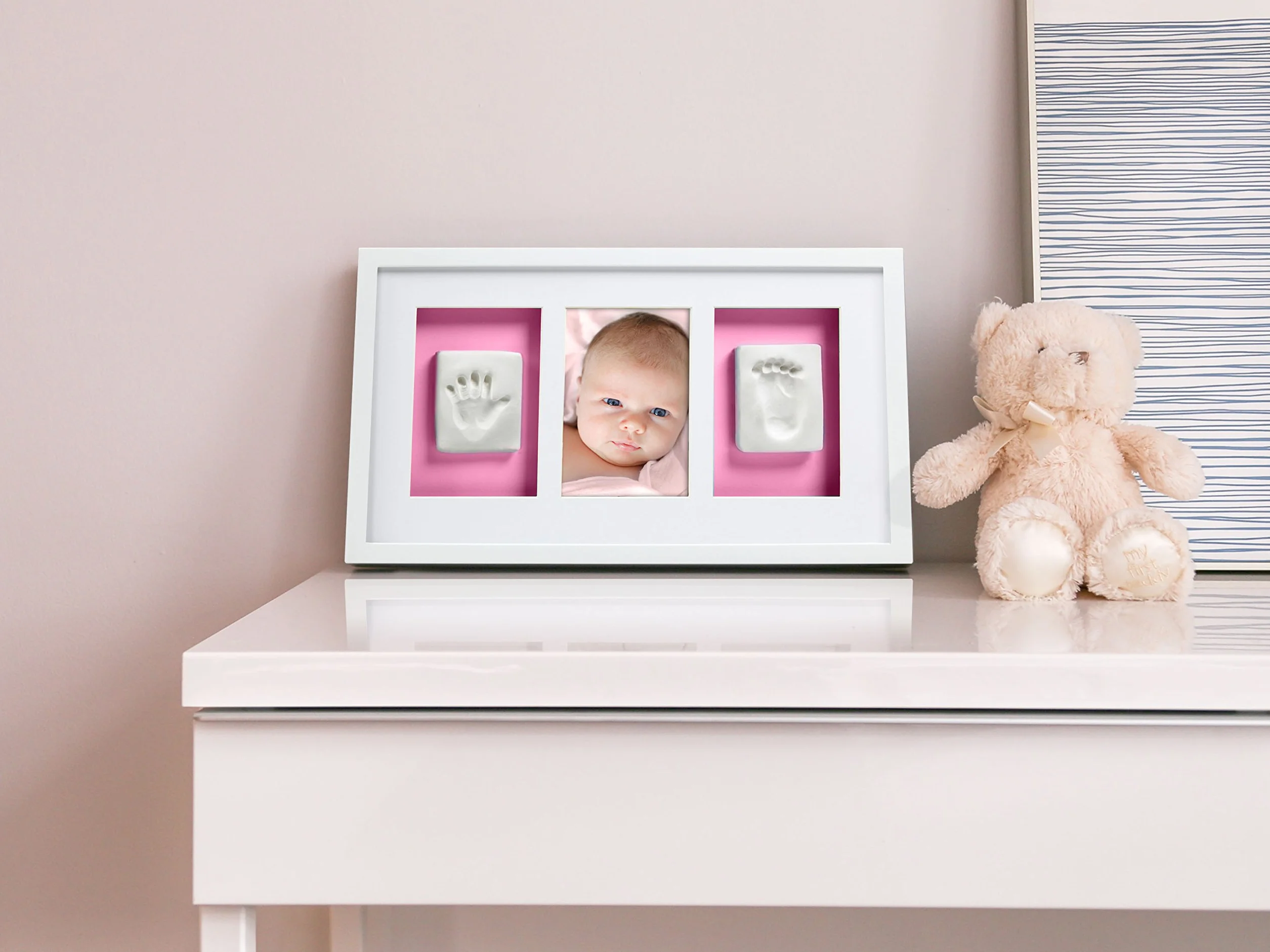 Pearhead Odciski niemowląt noworodka odcisk dłoni i odcisk stopy luksusowa ramka na pamiątkę, nowa mama prezent na niedzielę matki, Dzień Matki, P63000-N