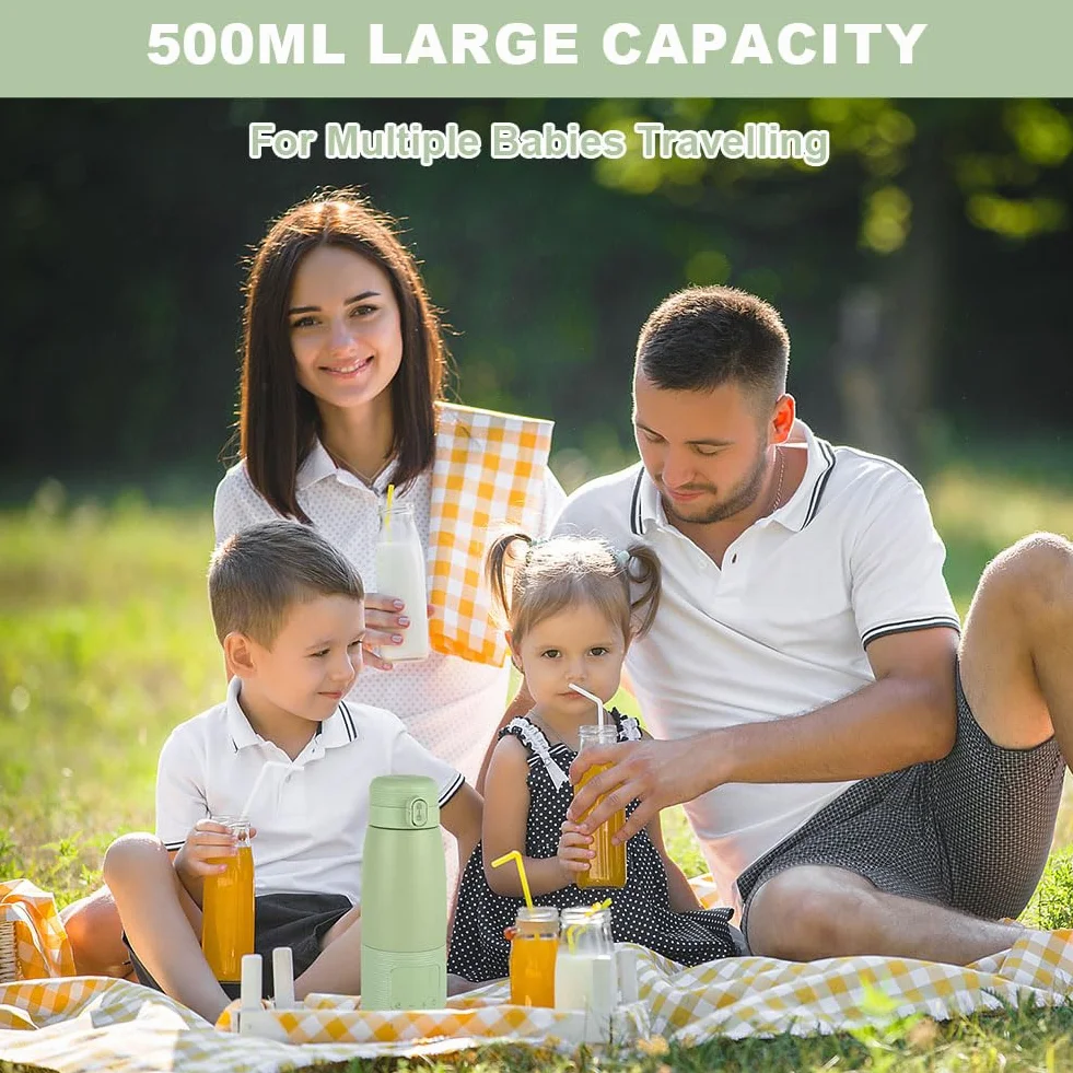 Przenośny podgrzewacz do butelek Aolso 500 ml, szybkie nagrzewanie, ładowanie USB