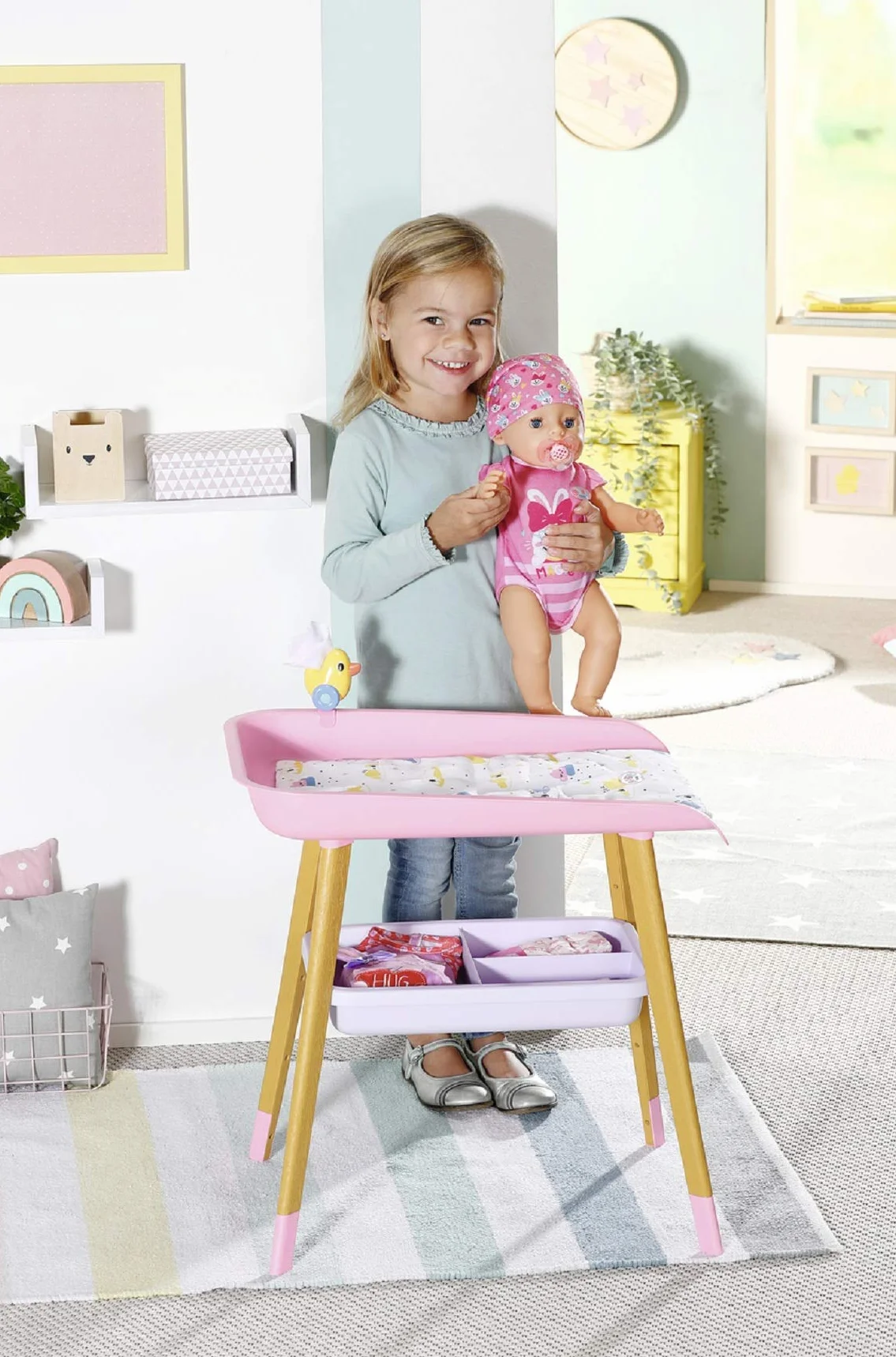 Baby Born Changing Table - For Toddlers 3 Years & Up - Easy for Small Hands - Table With Removable Towel Holder