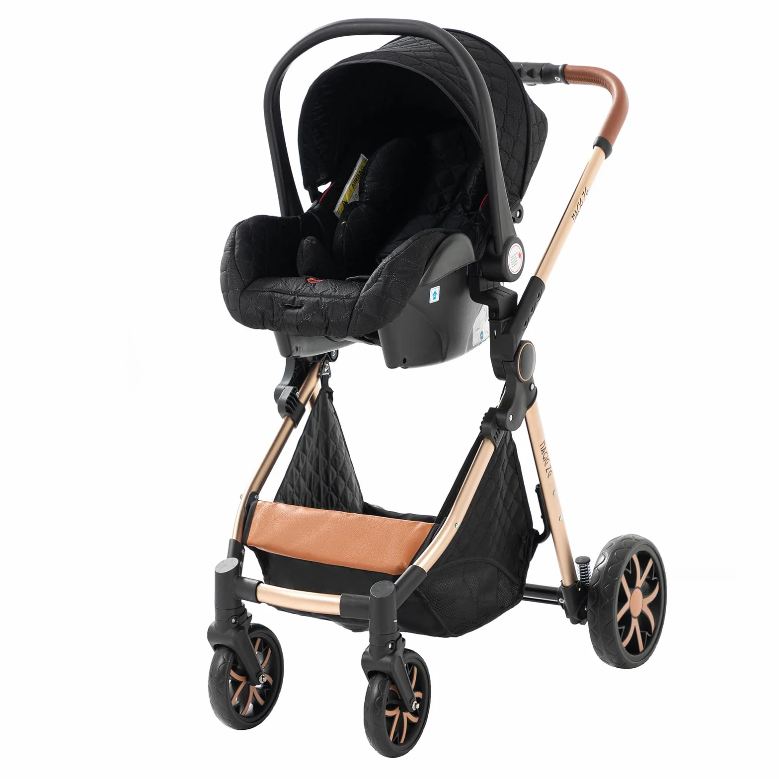 MoLi Trio wózek dziecięcy 3 w 1 składany aluminiowy 225 Black Gold