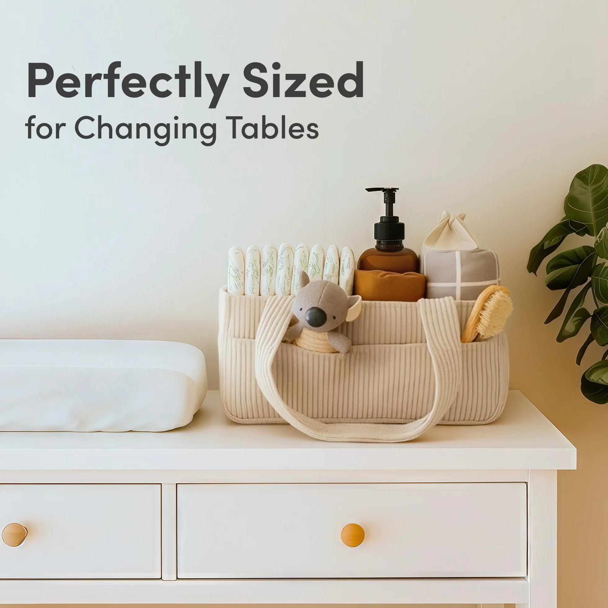 PUTSKA Organizer na pieluchy dla niemowląt na stół do przewijania – stylowy kosz do przechowywania w pokoju dziecięcym, niezbędne artykuły dla noworodka, prezenty na baby shower i niezbędne artykuły