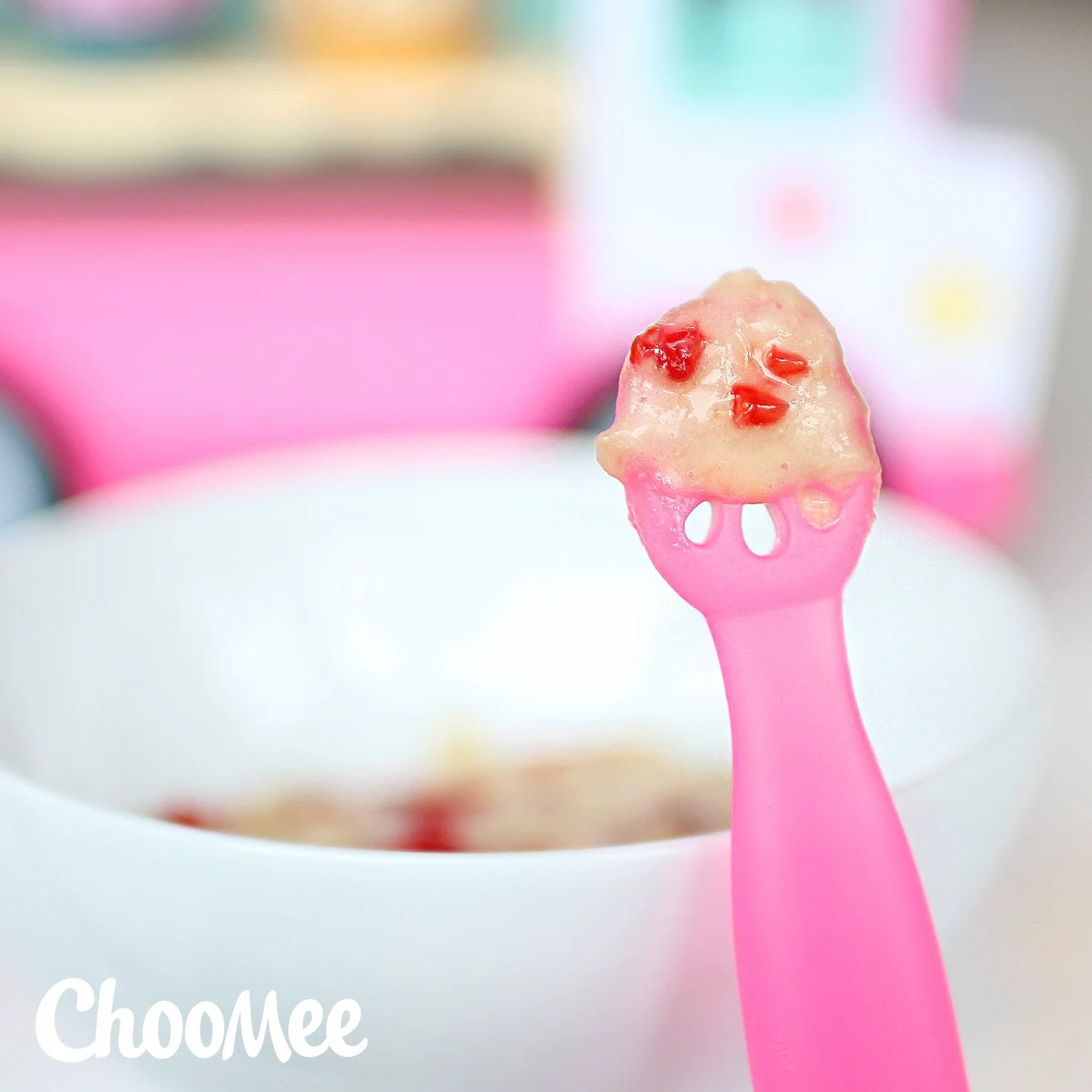 ChooMee FlexiDip Baby Starter Spoon | Platinum Silicone | First Stage Teething Friendly Learning Utensil | 2 CT | Pink Purple