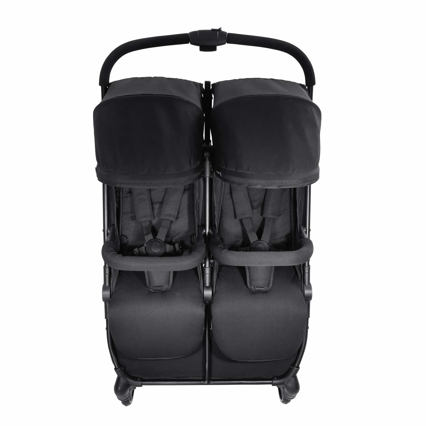 Hauck Podwójny wózek Swift X Duo, składany z funkcją rozkładania od urodzenia, dla 2 dzieci do 15 kg każde, kosz do 6 kg, kółka odporne na przebicie (czarny)