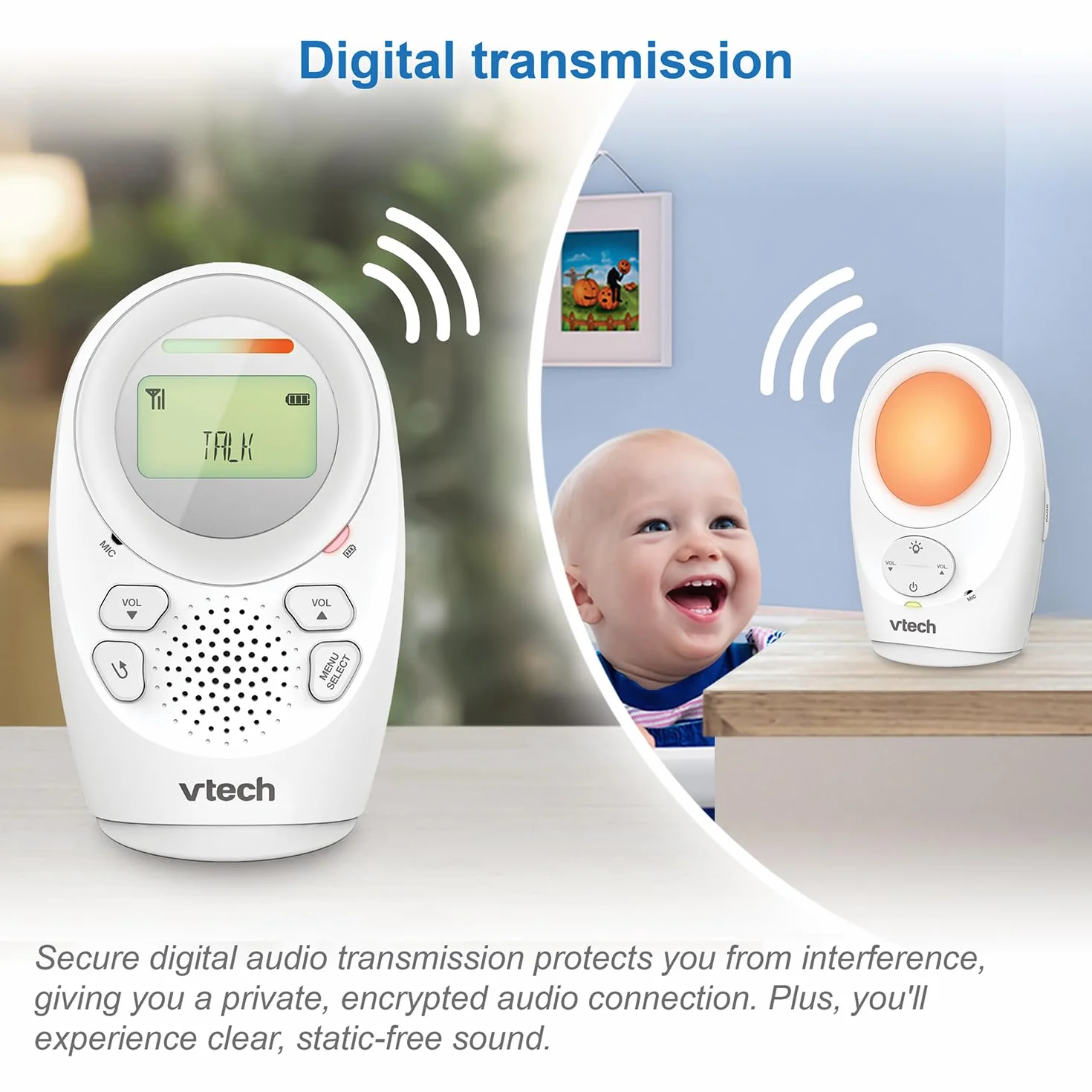VTech - Babyphone Night Light - funkcja lampki nocnej, komunikacja rodzic/dziecko - BM1211 - wersja PL