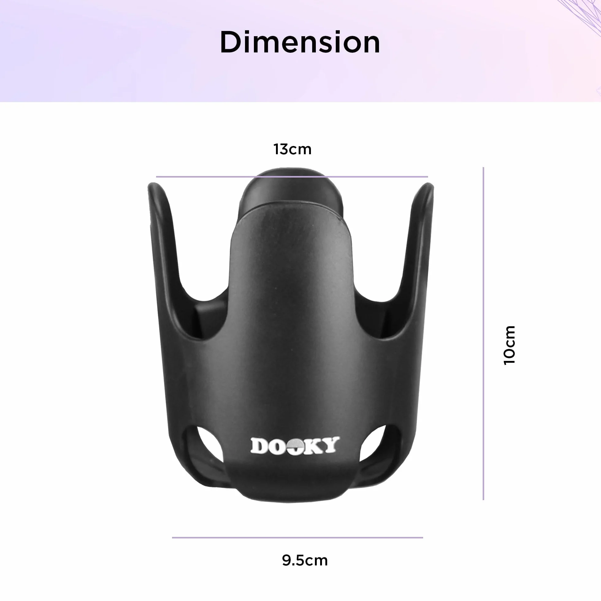 Dooky uchwyt na kubek do wózków dziecięcych (uniwersalny, regulowany rzep, warstwa antypoślizgowa, elastyczność 360°, różne rozmiary, BPA-free), Czarny