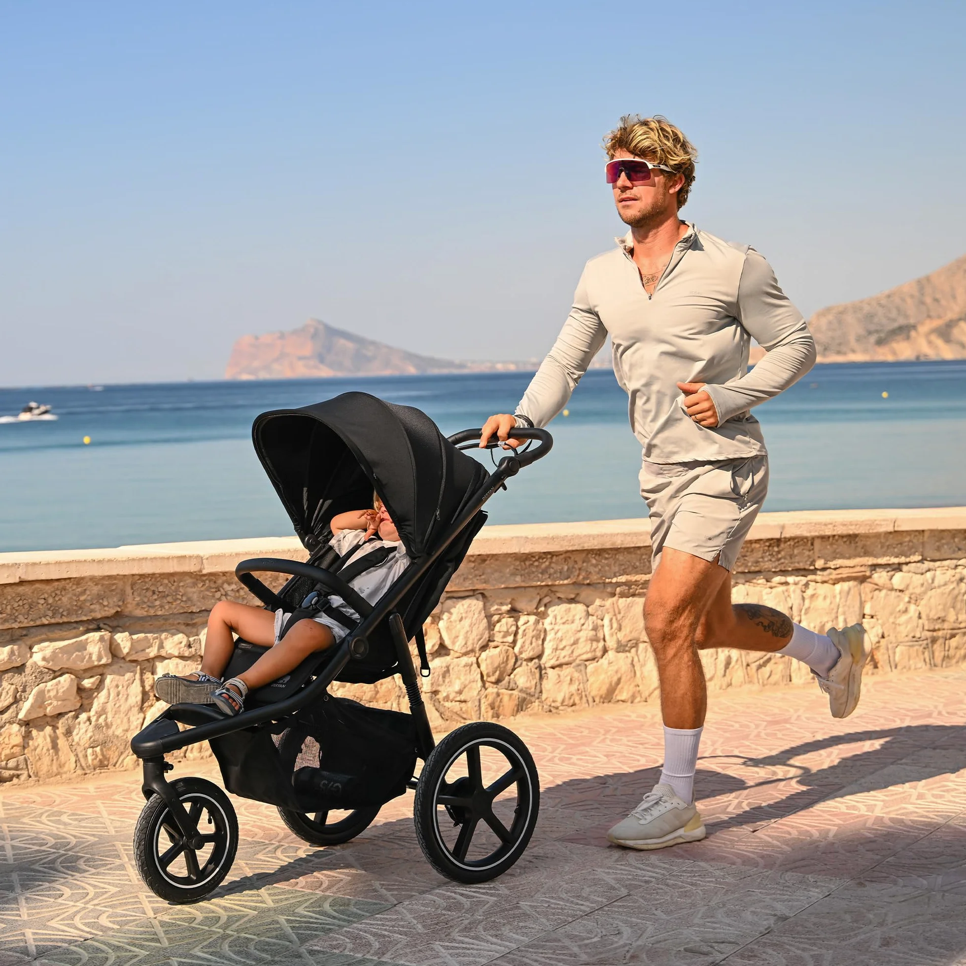 Deryan Bolt Jogger Kombispacerówka dla każdego terenu - składana i przenośna spacerówka - spacerówka do joggingu od 6 miesięcy - Kremowy
