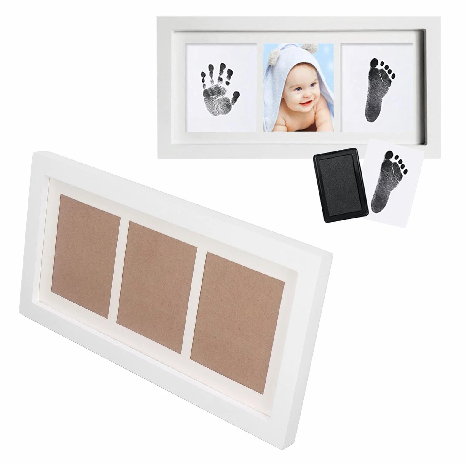 Baby Handprint and Footprint Kit Zestaw Pamiątkowy Biała Ramka na Zdjęcia DIY dla Noworodków