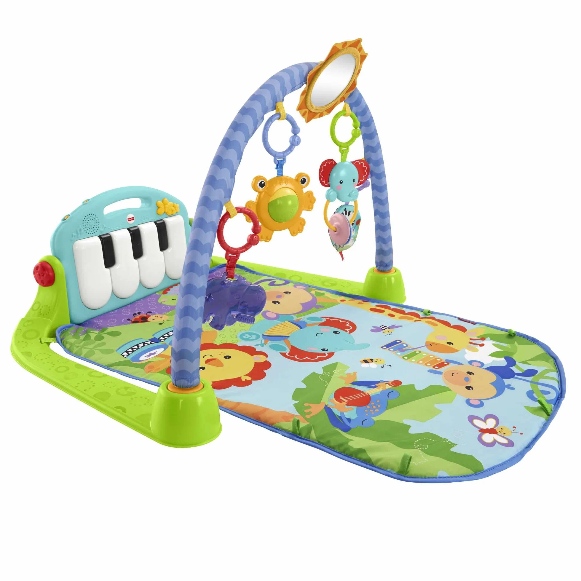 Fisher-Price Mata gimnastyczna z pianinkiem, edukacyjna mata dla niemowląt z muzyczną zabawką dla niemowląt, HBB73