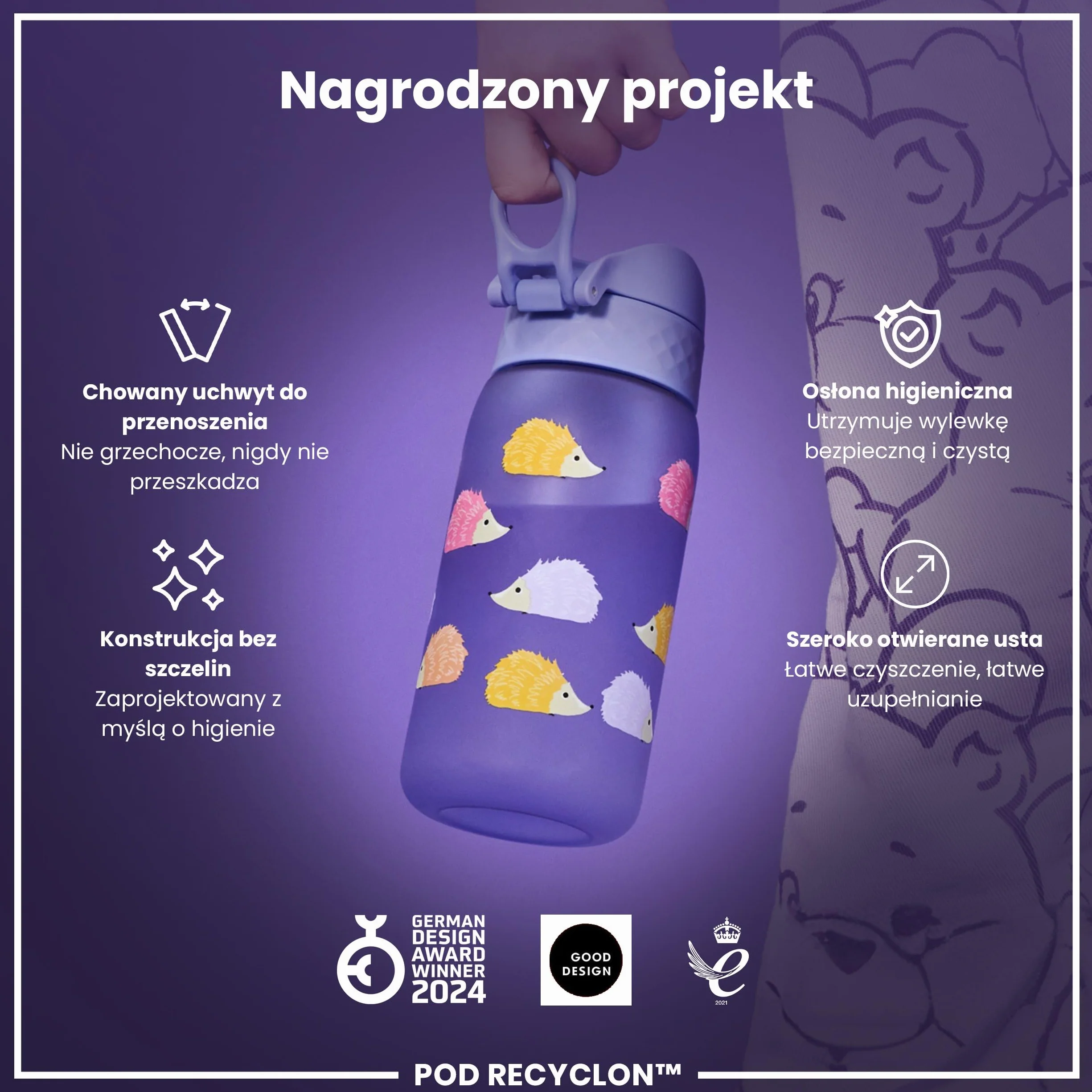 ION8 Butelka dla Dzieci 350 ml Szczelna Łatwa do Otwarcia Bezpieczny Zamek Bez BPA