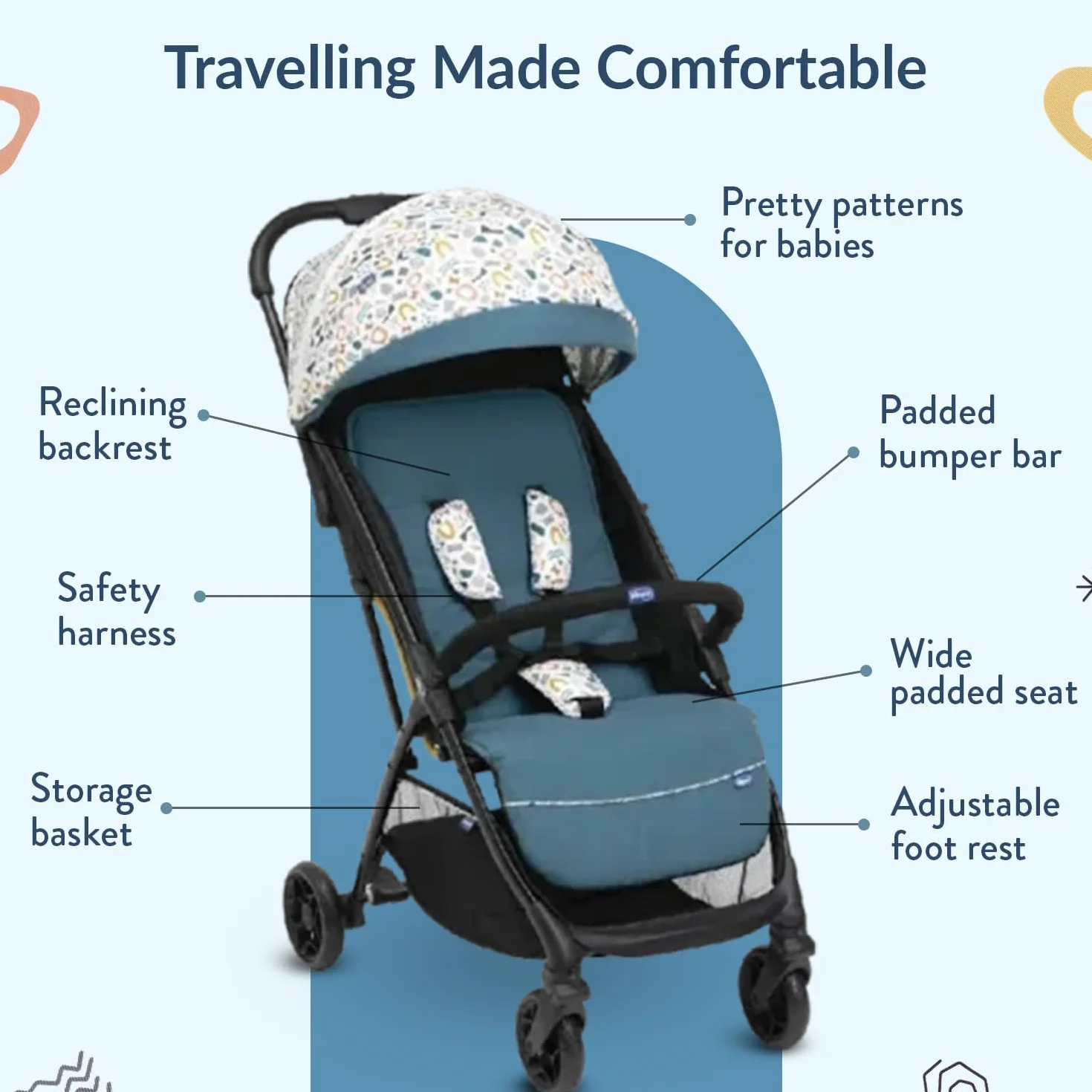 Chicco Glee Lightweight wózek dziecięcy, praktyczny i lekki, automatyczny mechanizm zamykania, szerokie i wygodne siedzisko, wysokiej jakości koła, regulowane oparcie, dach przeciwsłoneczny, do 22 kg,