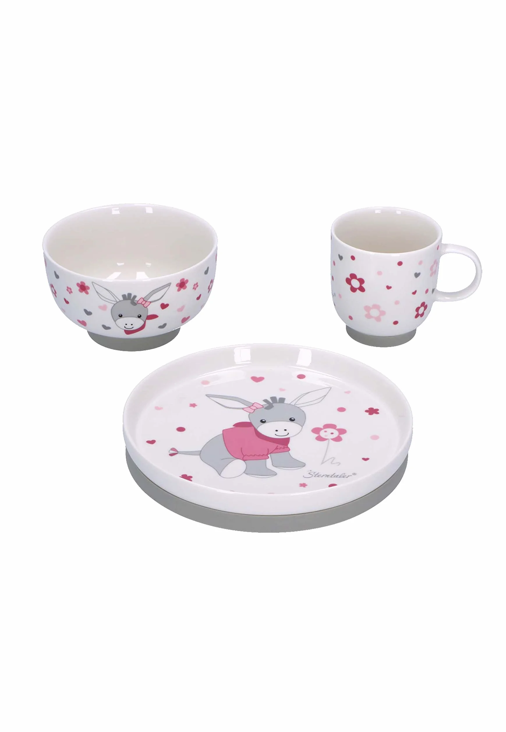 Sterntaler Zestaw naczyń dla dzieci dla dziewczynek 3-częściowy zestaw naczyń porcelanowych Emmi Girl - zestaw śniadaniowy, naczynia dla niemowląt - białe