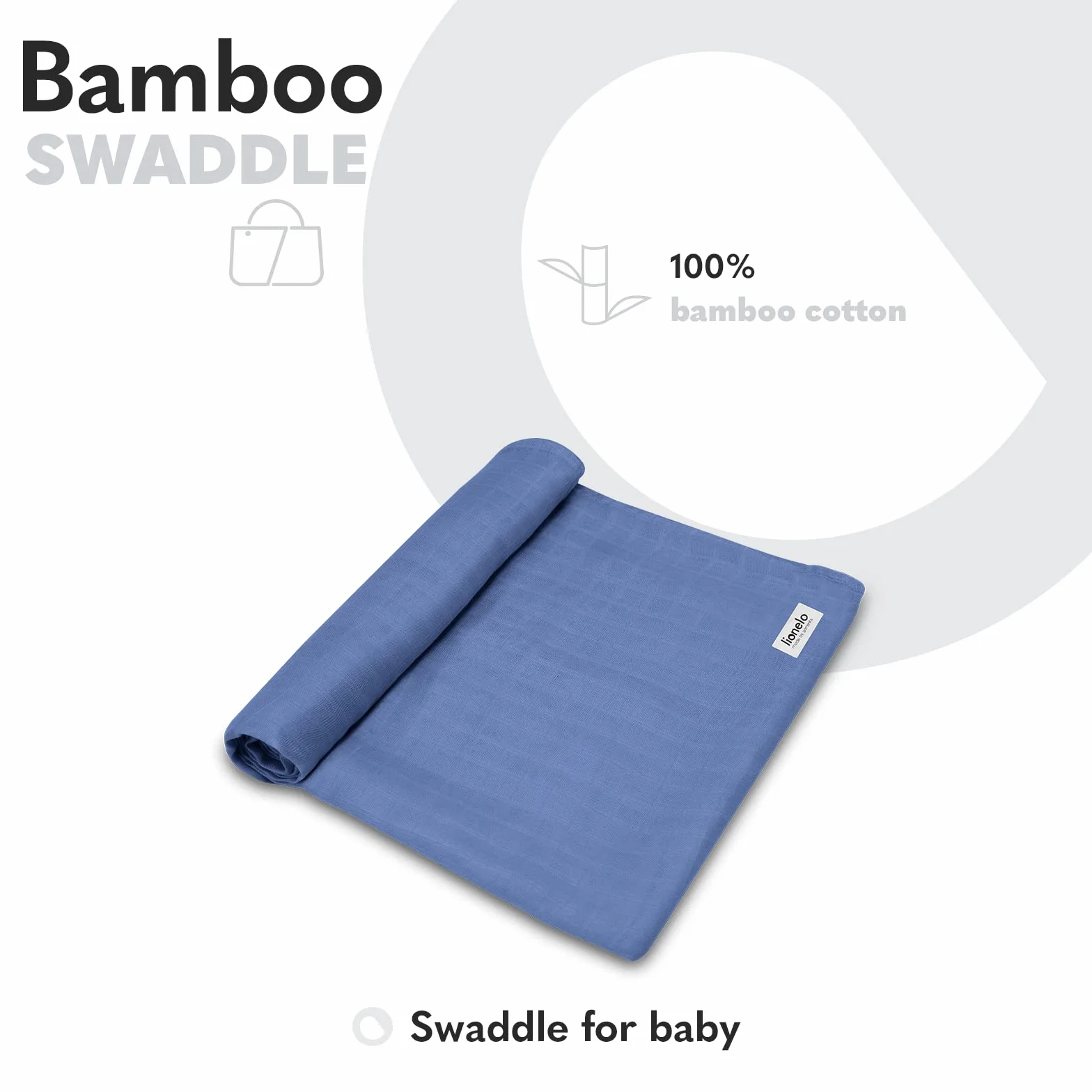 LIONELO Bamboo Swaddle otulacz do przewijania, duży kocyk dla dziecka z naturalnej 100% bawełny bambusowej, wymiary 120 x 120 cm, miła w dotyku, miękka tkanina (Niebieski)