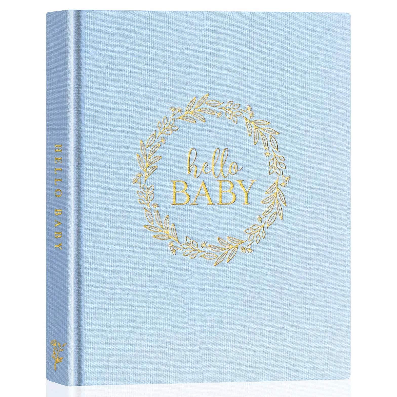 Lanpn Hello Baby książka pamiątkowa dla chłopca lub dziewczynki, lniana okładka, 5-letni, album fotograficzny, kamień milowy noworodka, pamiątka dla nowych rodziców (niebieski, 154 strony)