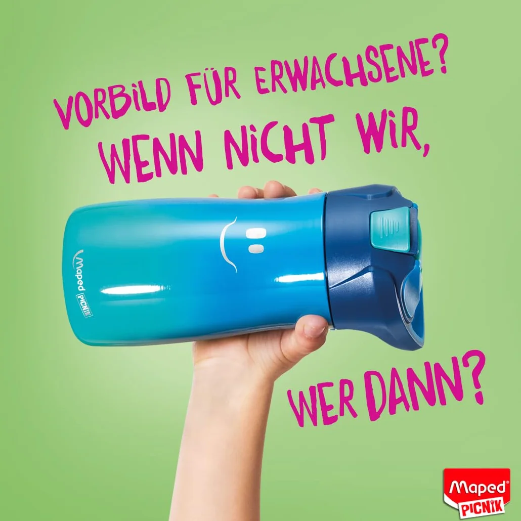 MAPED Picnik - Niebieska wymienna nasadka do plastikowej butelki ze słomką - kompatybilna 580ml i 430ml