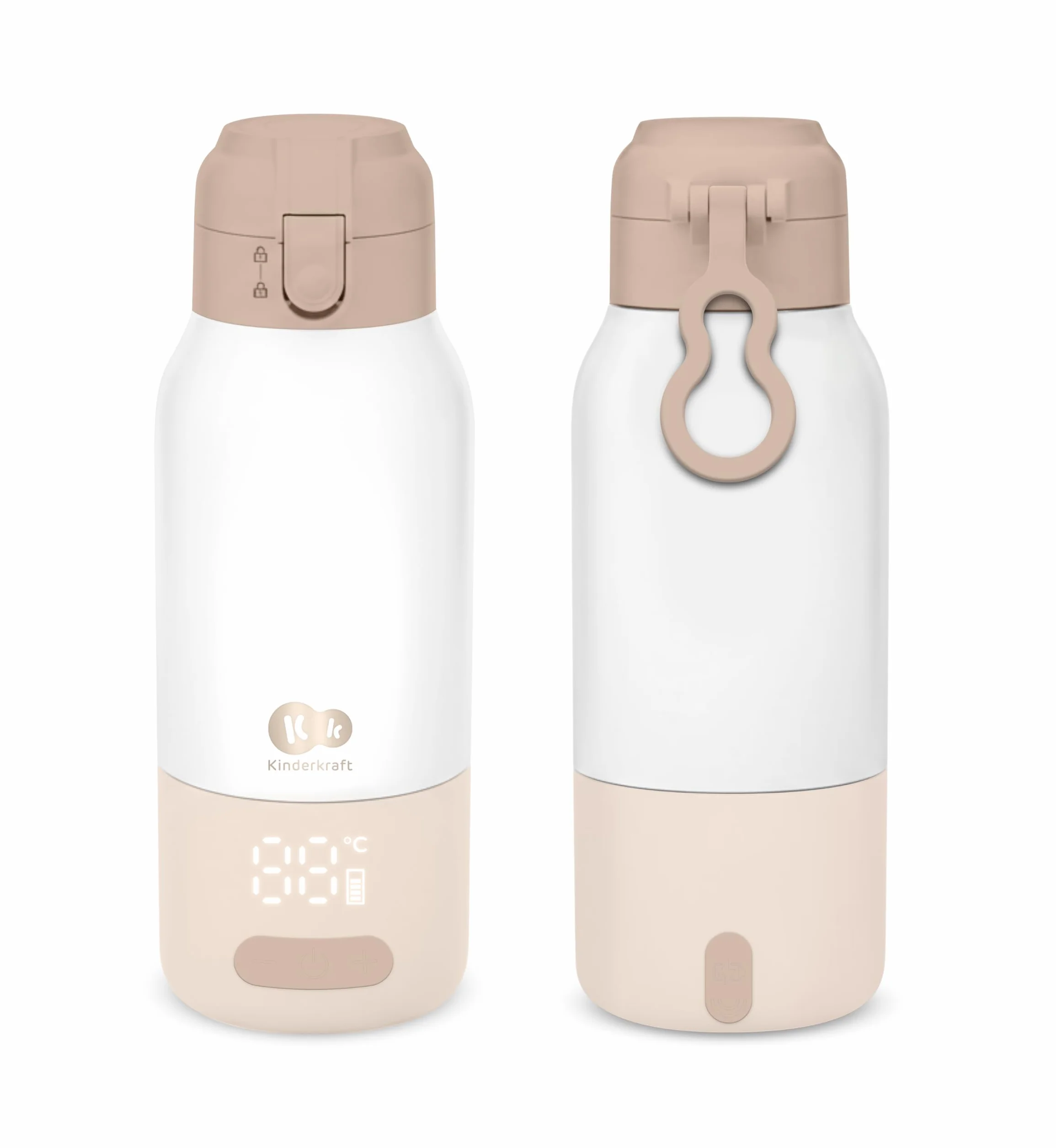 Kinderkraft GAJA Podgrzewacz do Mleka i Termos 2w1 500 ml 5 zakresów temperatur 20h ciepła USB-C Beige