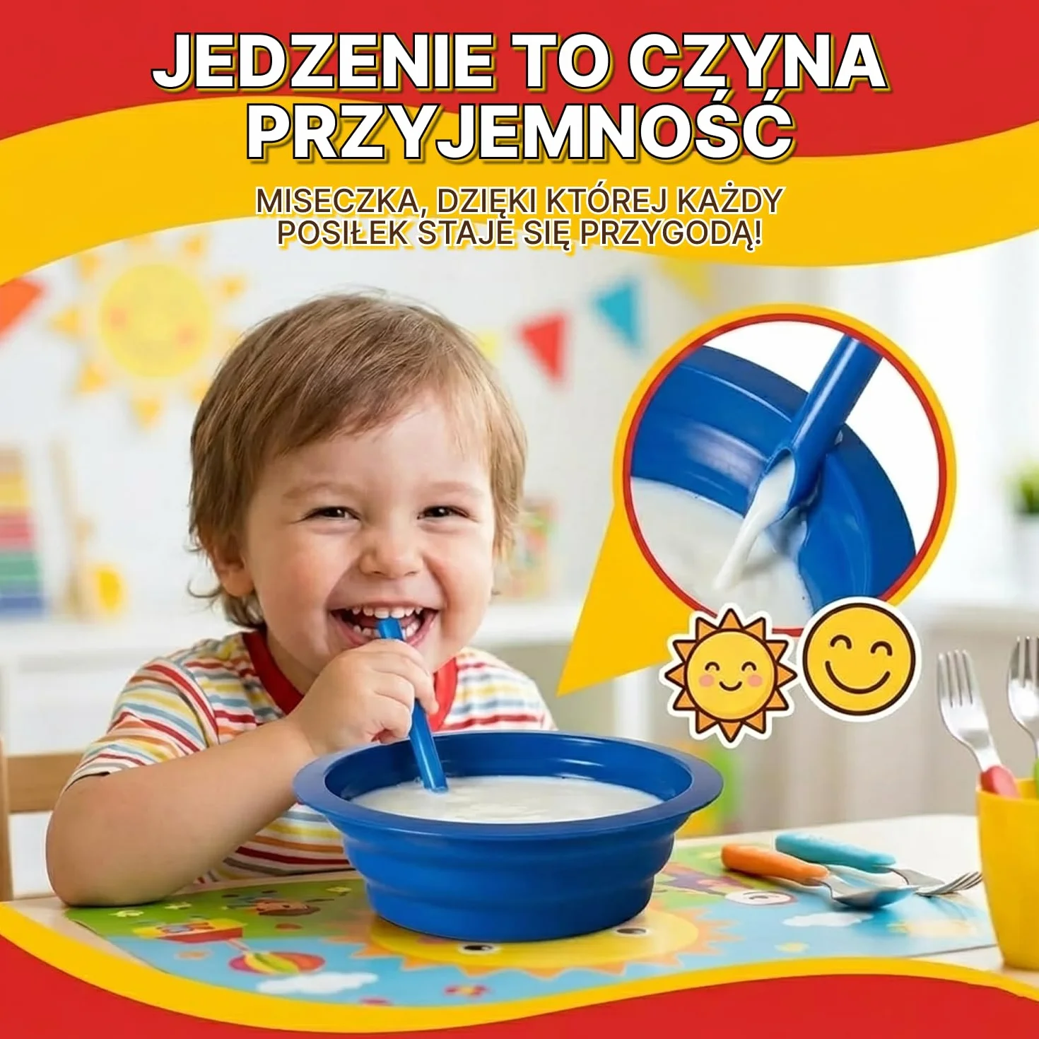 Plastikowe miski na płatki ze słomkami dla dzieci 170-590 ml bez BPA