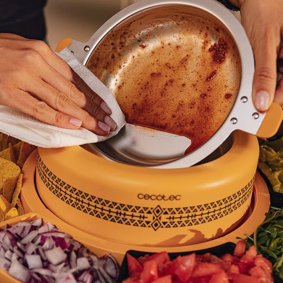 Cecotec Tacos Taco Maker Fun Taco Andale Maszyna do podgrzewania składników. 40 W, 600 ml komora środkowa, atrakcyjny design dla dzieci, 4 przegródki i 4 silikonowe formy