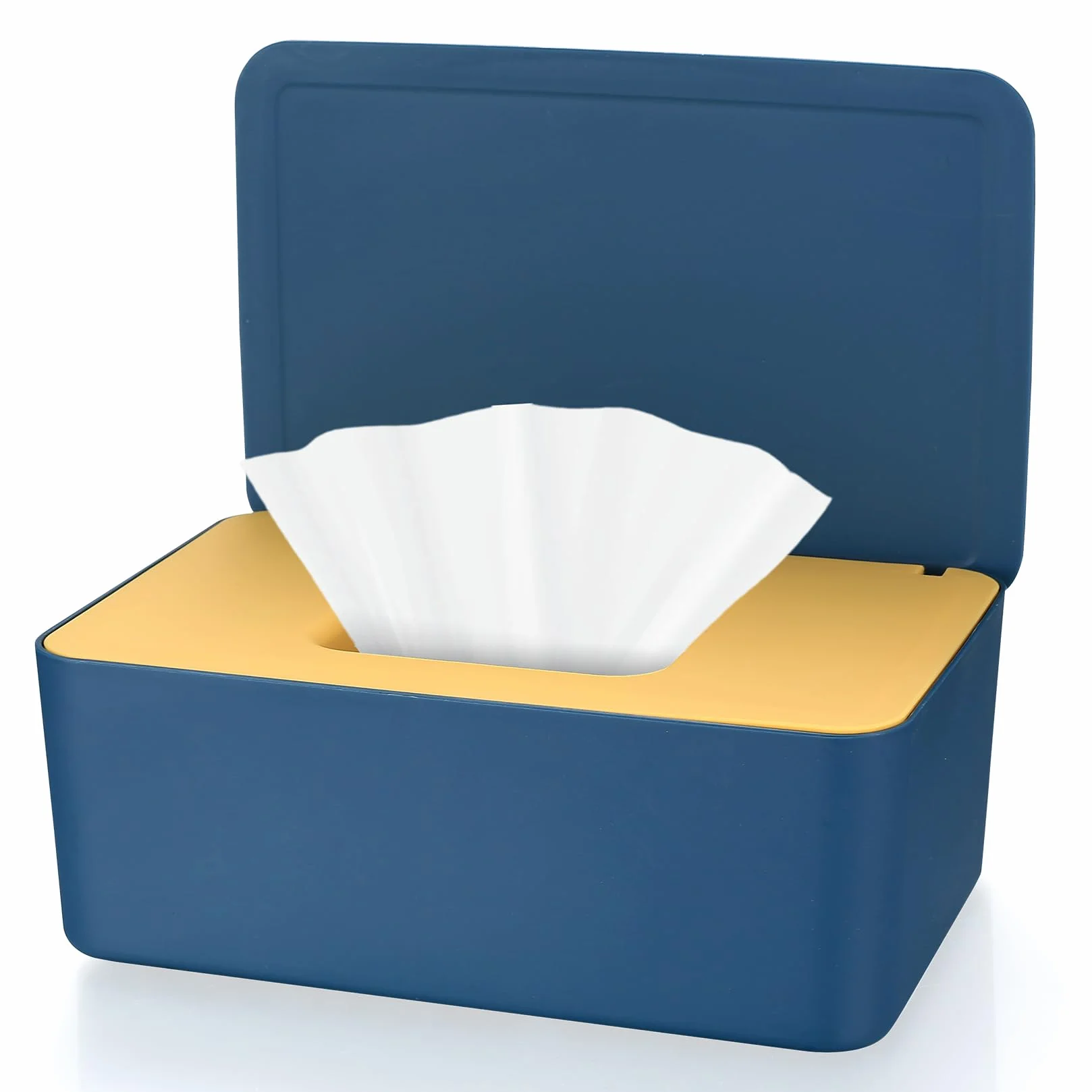 Pudełko na chusteczki nawilżane, pudełko na papier toaletowy dla niemowląt, dozownik chusteczek nawilżanych, pudełko na papier z pokrywką, dozownik chusteczek do domowego biura, niebiesko-żółty