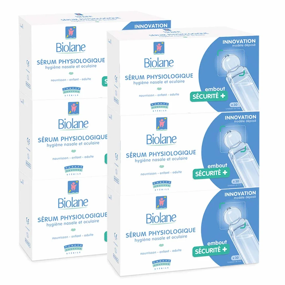 Zestaw 6 puszek fizjologicznych serum Biolane, bez perfum