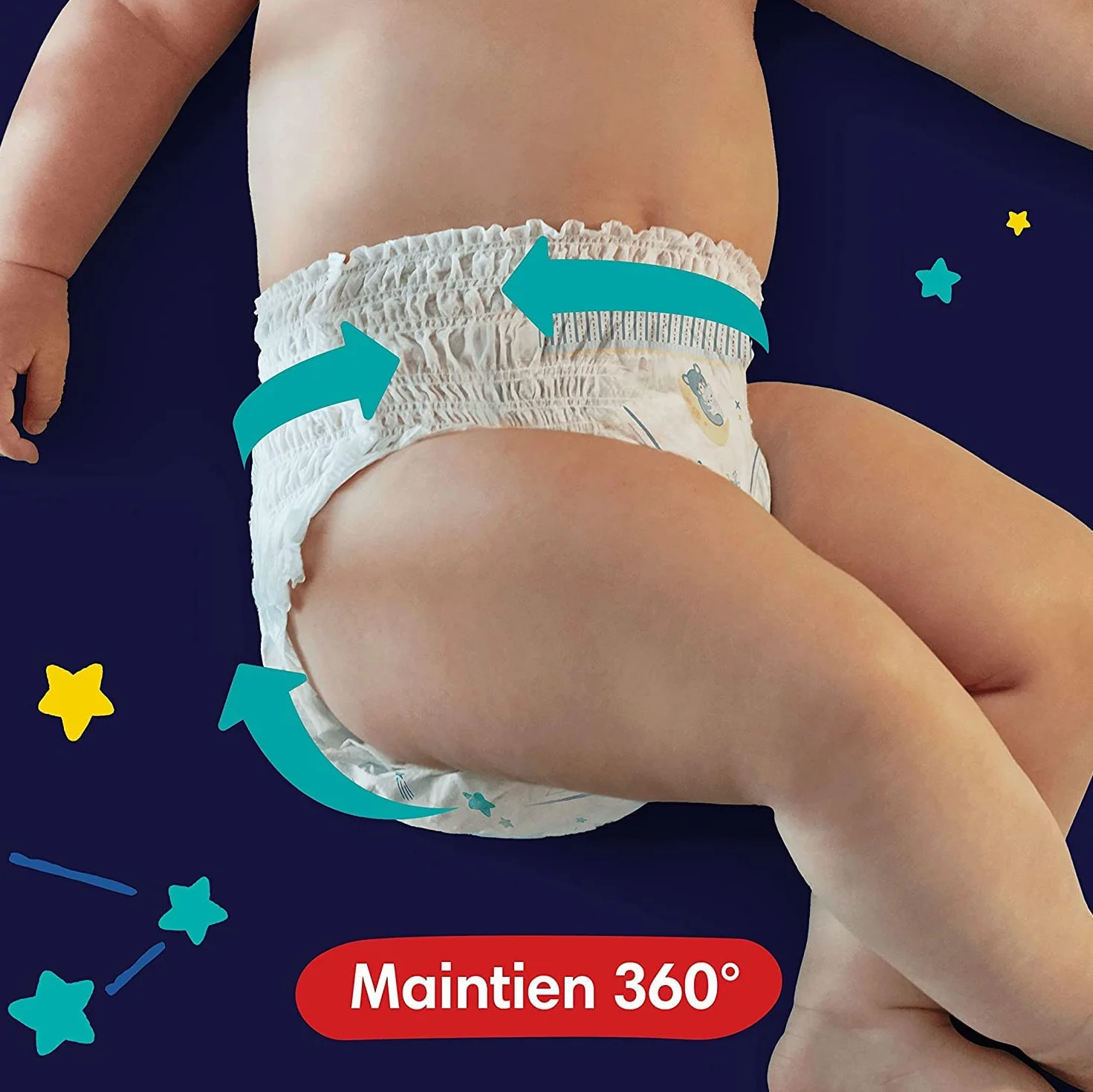 Pampers, rozmiar 5, 160 pieluch-majtek, 12-17 kg, wsparcie przed wyciekiem 360° z super chłonnym sercem dla wzmocnienia ochrony przez całą noc, opakowanie 1 miesiąc