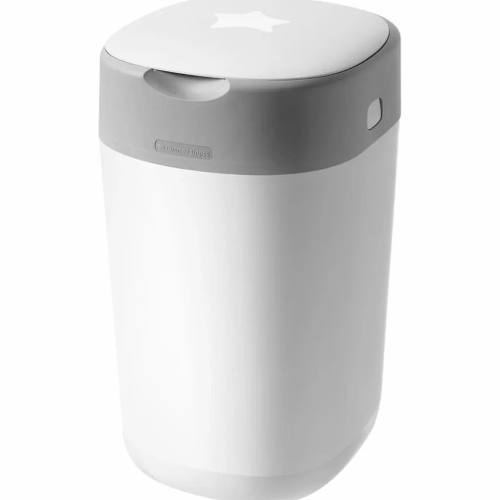 Tommee Tippee Twist and Click Advanced Nappy Bin Starter Set, Eco-Friendlier System with 6x Refill Cassettes with Sustainably Sourced Antibacterial GREENFILM, White