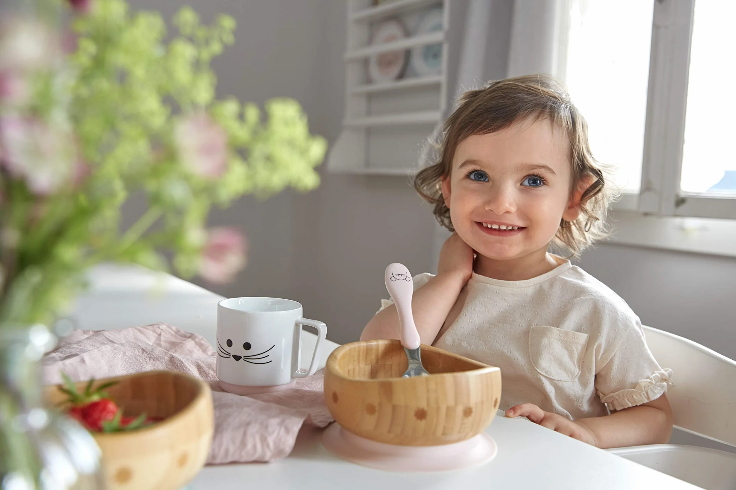LÄSSIG Miska dla dzieci bambus/drewno z przyssawką silikonową Little Chums Mouse