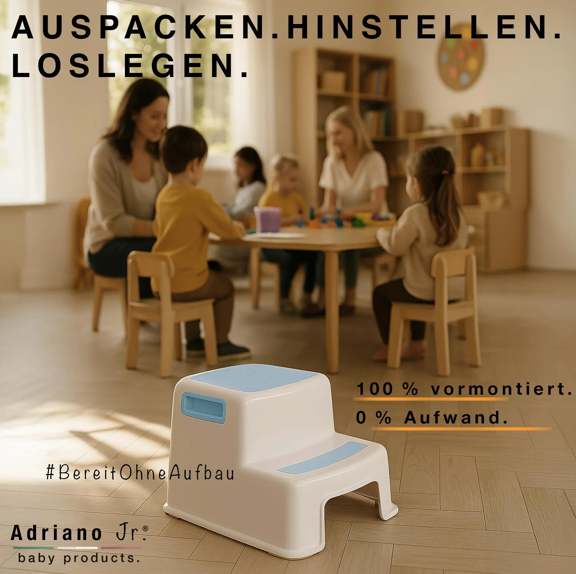 I taboret do chodzenia dla dzieci, 2-stopniowy stołek dla dzieci, wysokość 26 cm, nośność 80 kg, gumowana powierzchnia schodu, taboret do łazienki, z uchwytami do noszenia, dla