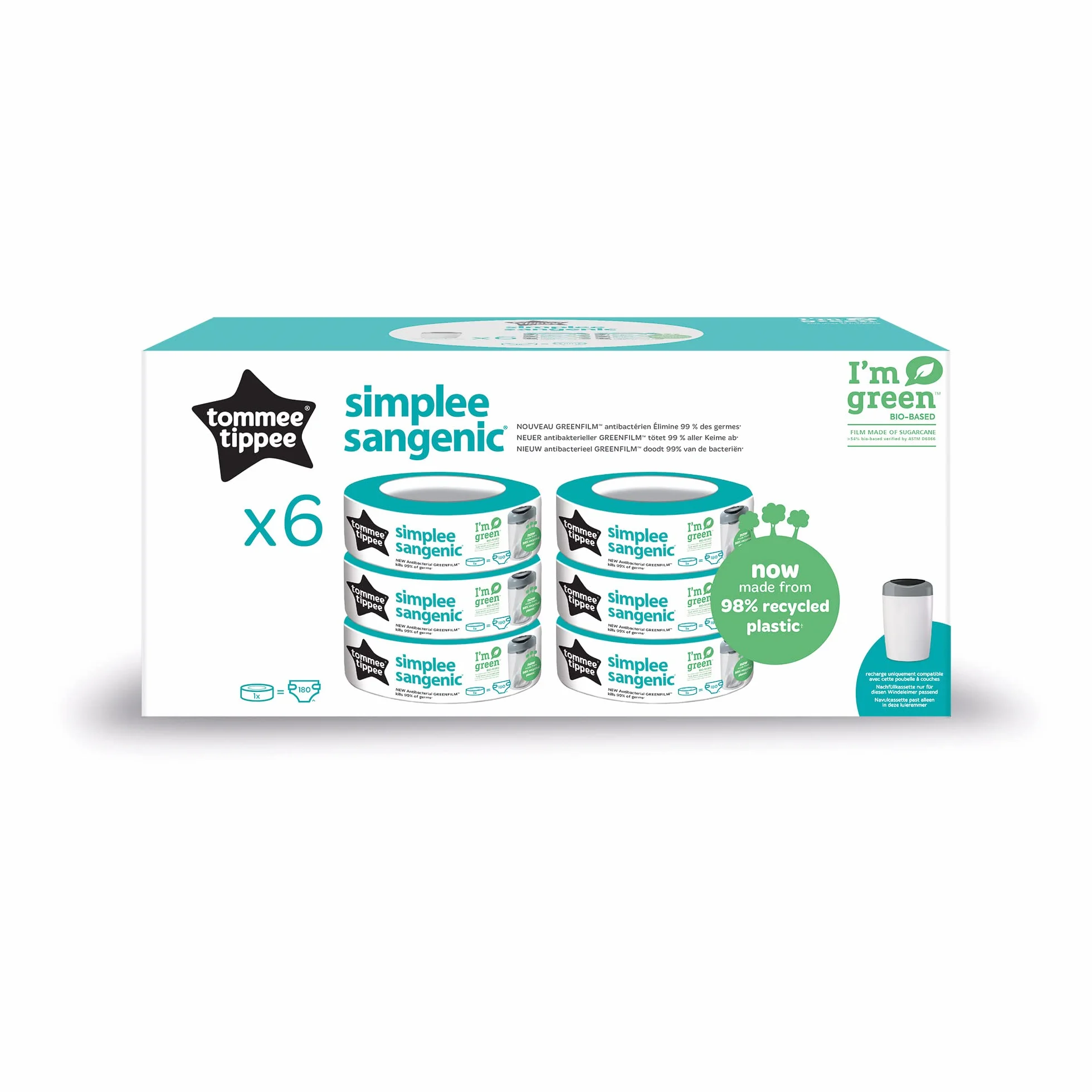 Tommee Tippee Wkłady do Pieluch 6 Sztuk Szary