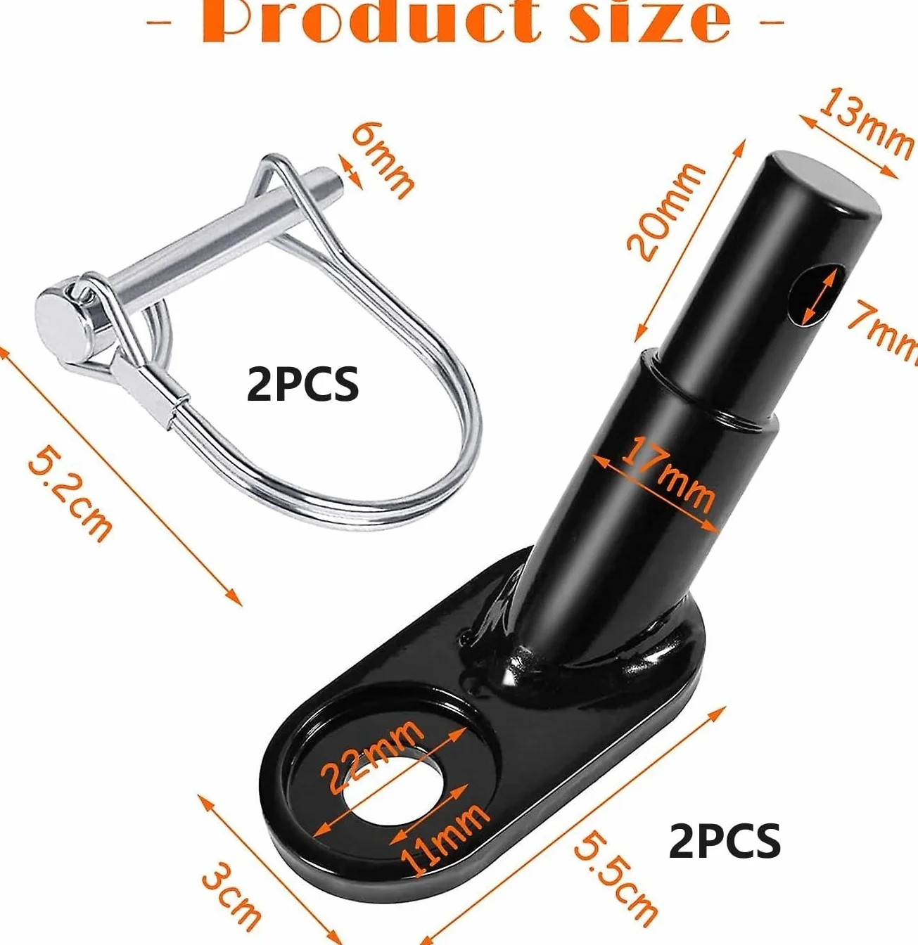 Przyczepka rowerowa, hak holowniczy, adapter do przyczepy rowerowej, z trzpieniem zabezpieczającym, przyczepka rowerowa, 2 sztuki w zestawie