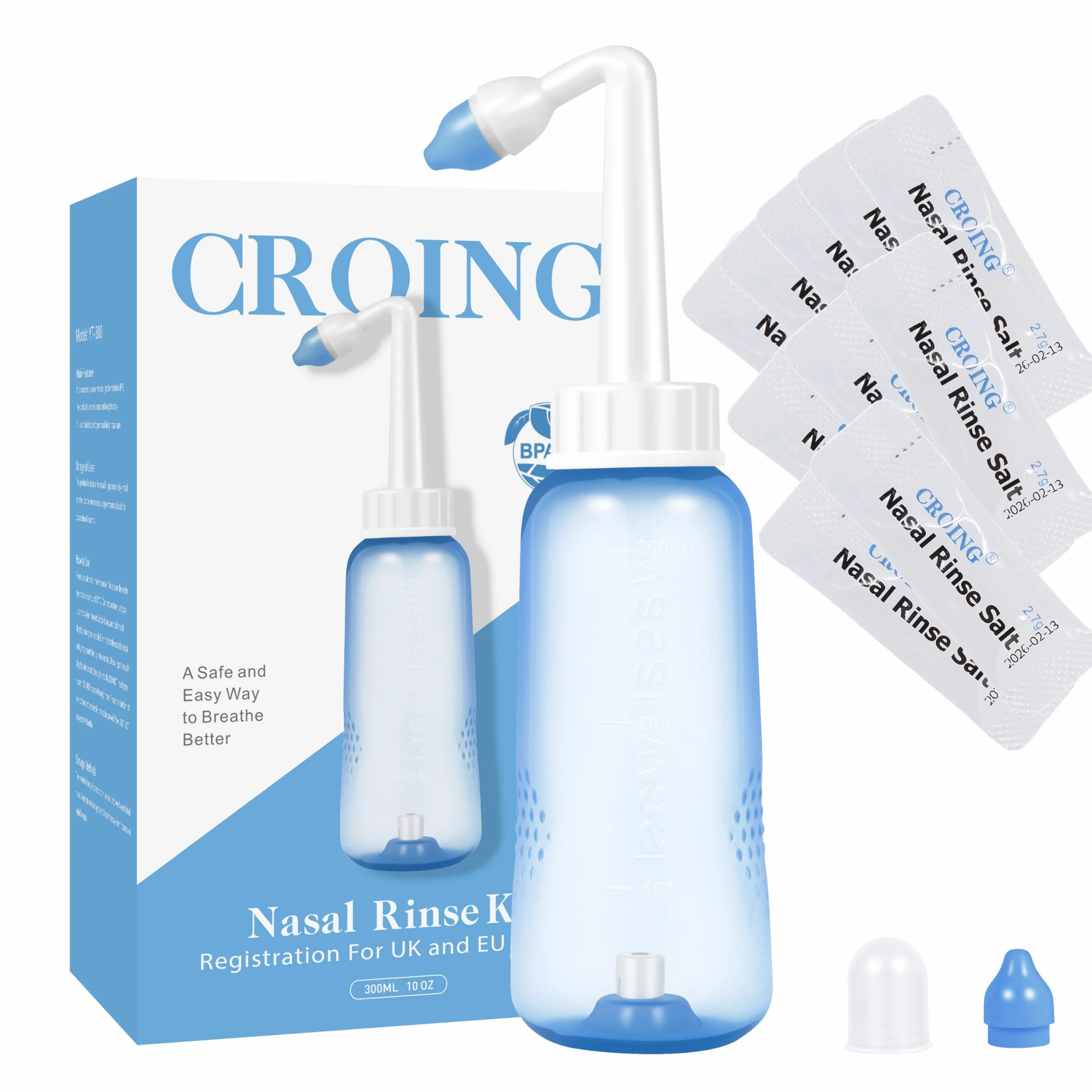 CROING zestaw do płukania zatok 120 saszetek + butelka 300 ml sól Neti