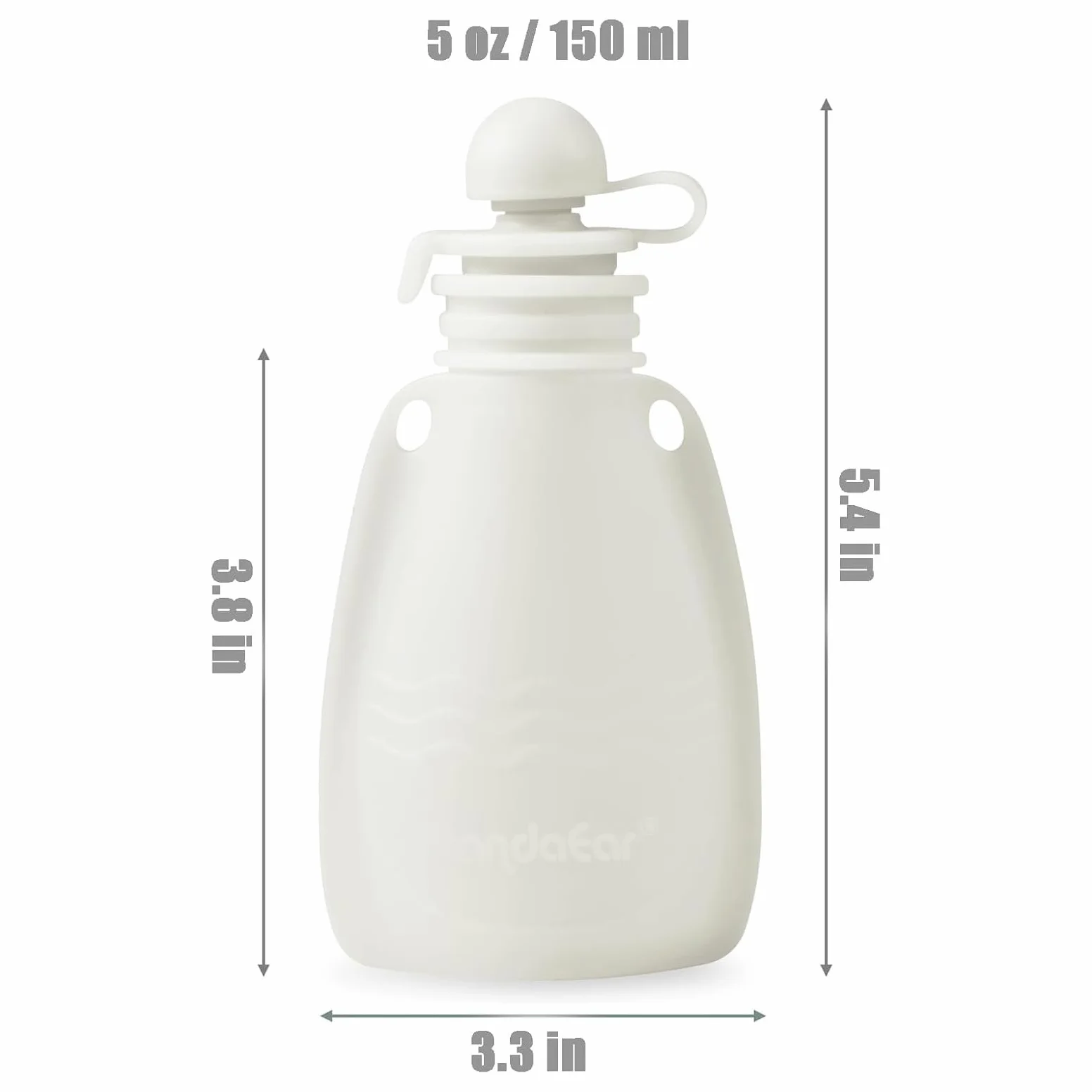 PandaEar Silikonowa butelka na napoje wielokrotnego użytku dla niemowląt z 3 łyżeczkami do puree, kieszeniami do prasowania, bez BPA, dla niemowląt i małych dzieci, 150 ml (jasny beż, orzech i szary)