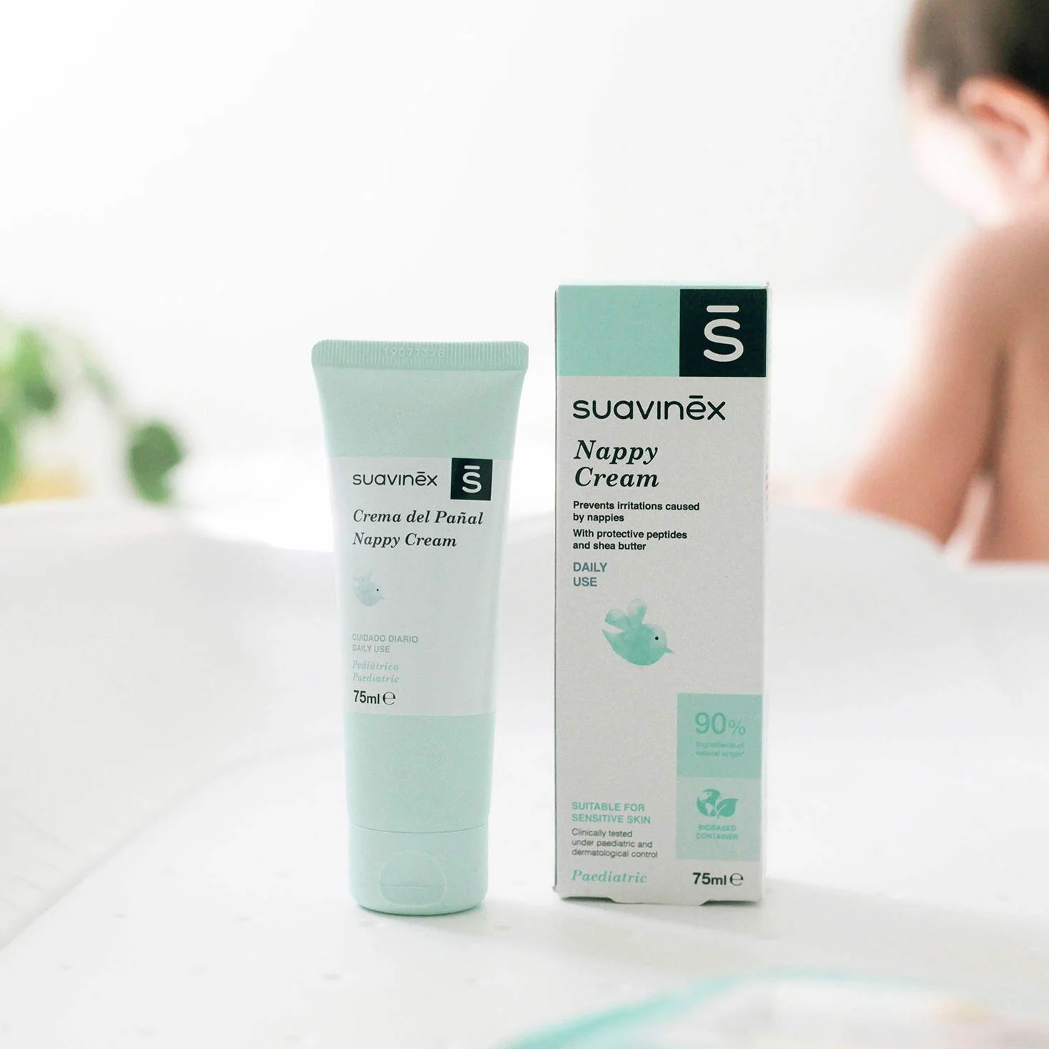 Suavinex Zestaw 2 x pieluchy dla niemowląt 75 ml, ochrona przed podrażnieniami, wrażliwa skóra, zielony