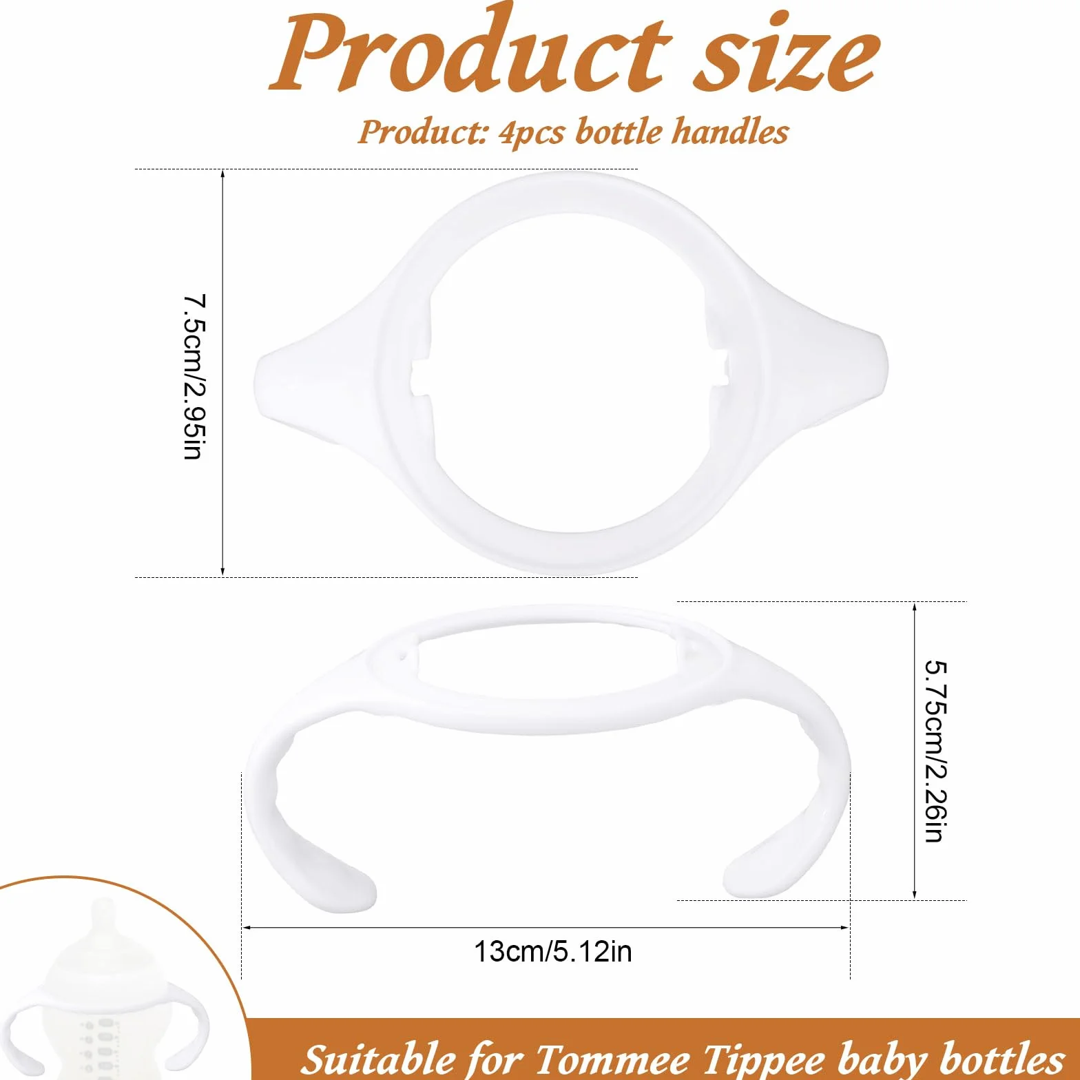 lasuroa 4szt Uchwytów do Butelek Niemowląt dla Tommee Tippee, Ergonomiczny Uchwyt Antypoślizgowy Łatwego Karmienia Bez BPA Wymienny Uchwyt do Butelek dla Noworodków