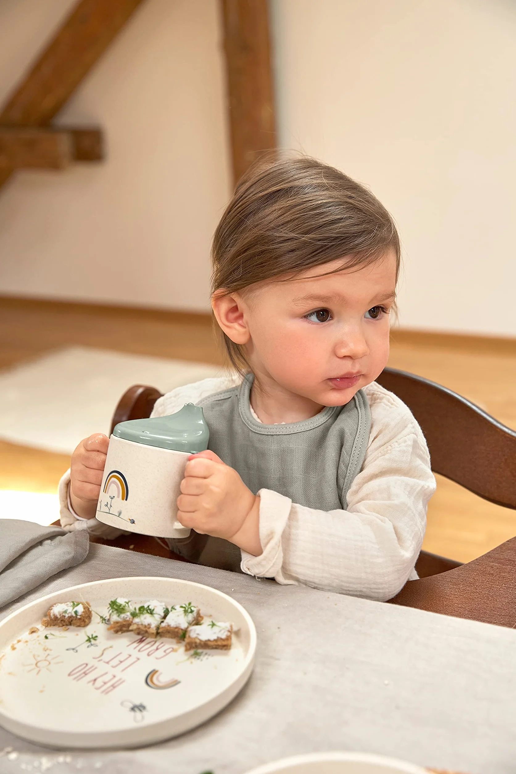 LÄSSIG Talerz dziecięcy bez, nie zawiera BPA, do zmywarki i kuchenki mikrofalowej/Plate Garden Explorer