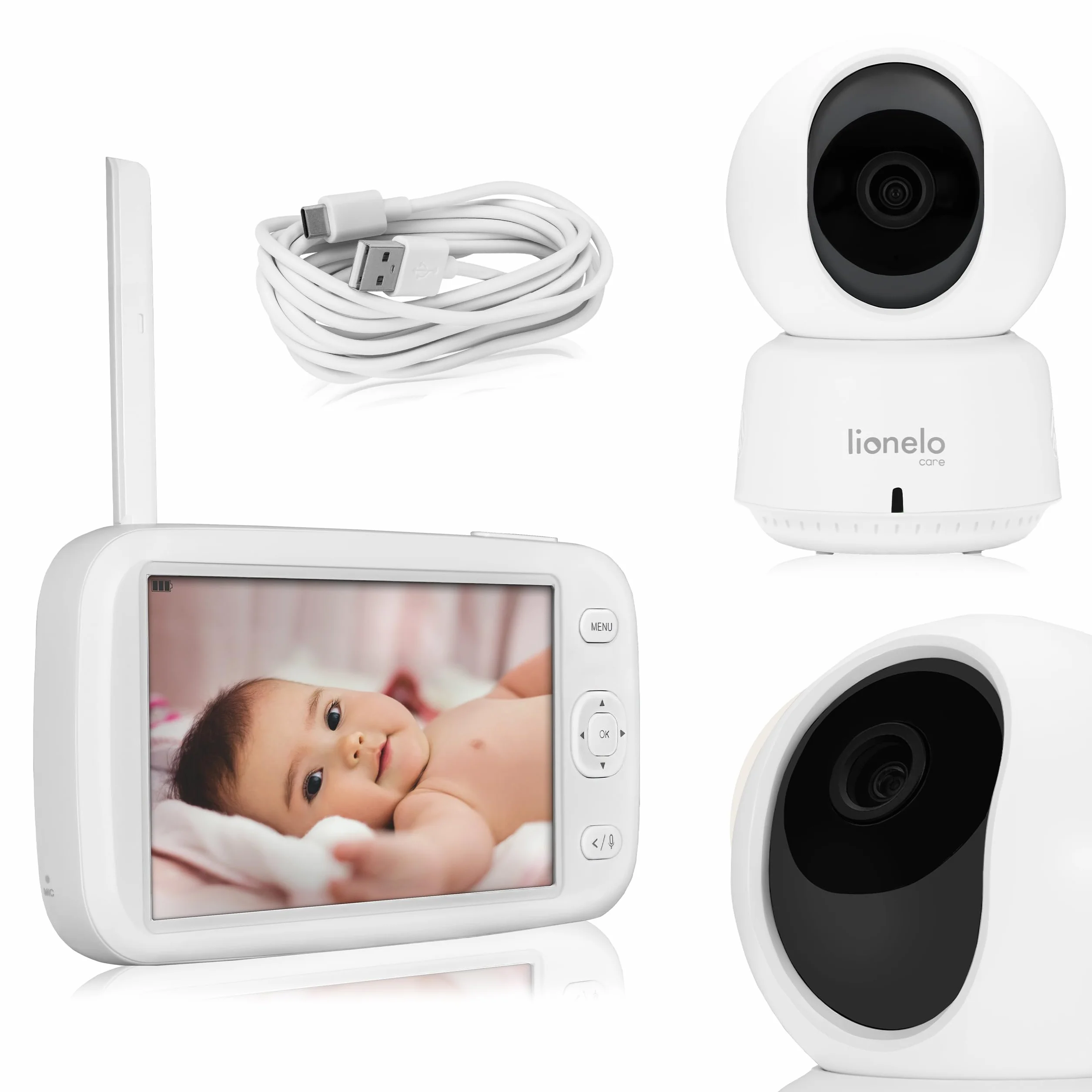 Lionelo Babyline 9.1 Niania Elektroniczna z Obrotową Kamerą 360° Full HD Ekran 5” Zasięg 50m / 300 m Dwustronna Komunikacja, Bateria 8 h Tryb Nocny Funkcja VOX Parowanie do 4 Kamer