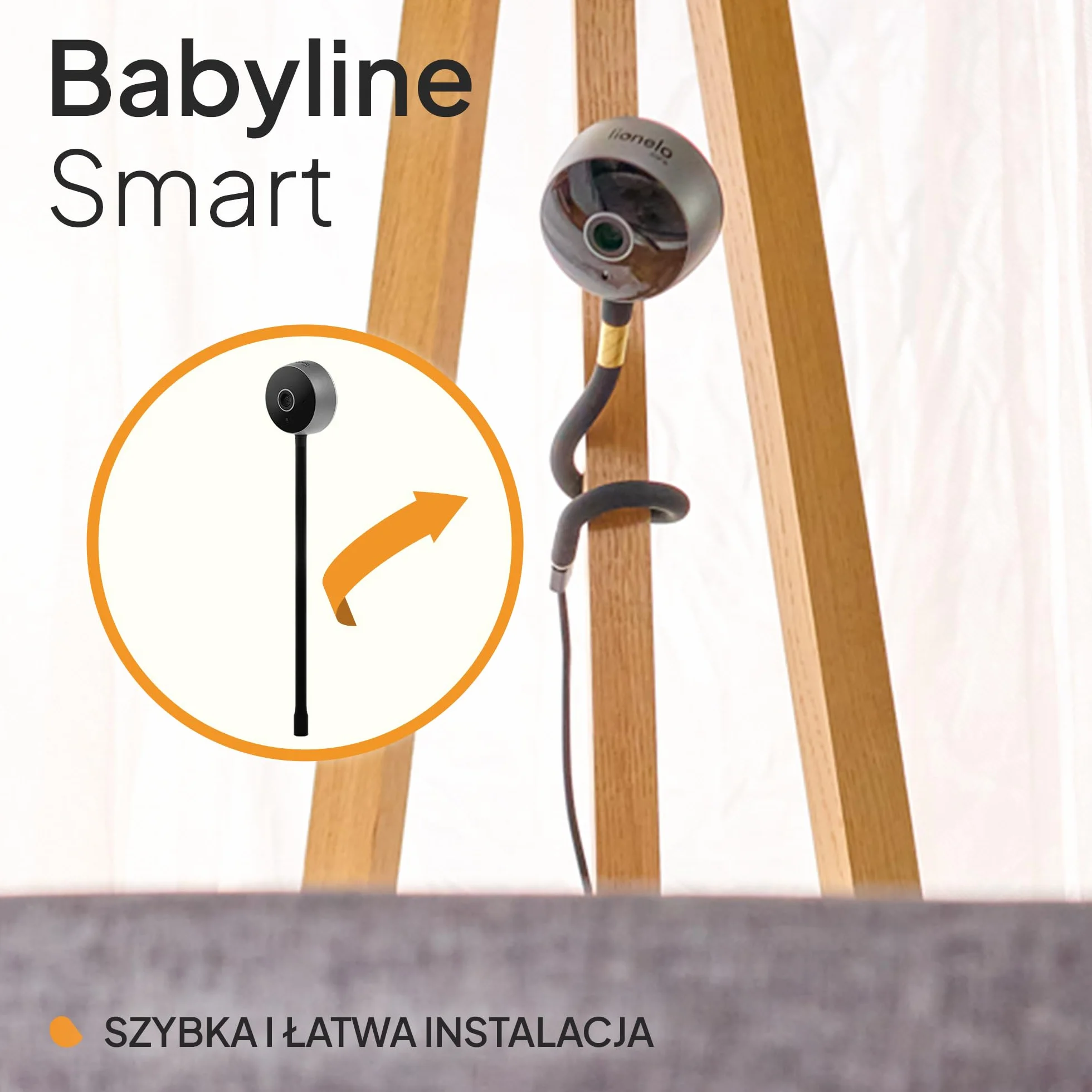 Lionelo Care Babyline Smart inteligentna niania elektroniczna, kamera dla niemowląt Wi-Fi, widoczność w ciemności