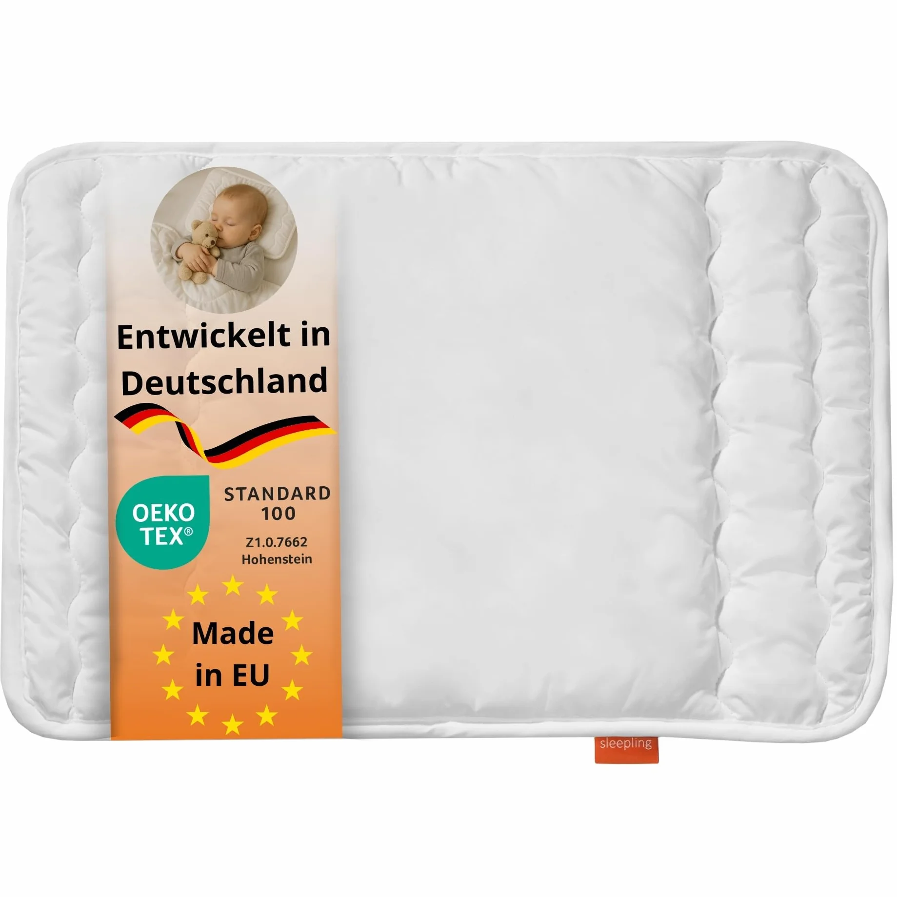 sleepling Poduszka dla niemowląt 40 x 60 cm Ökotex 100 biała
